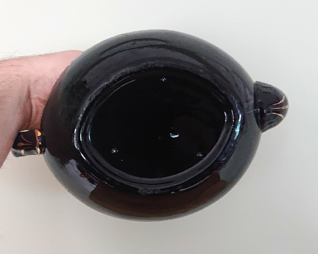 Teapot Antique English Victorian Jackfield Teapot Hand Painted Pansy Decorative Teapot Collectable Ceramic Ornamental