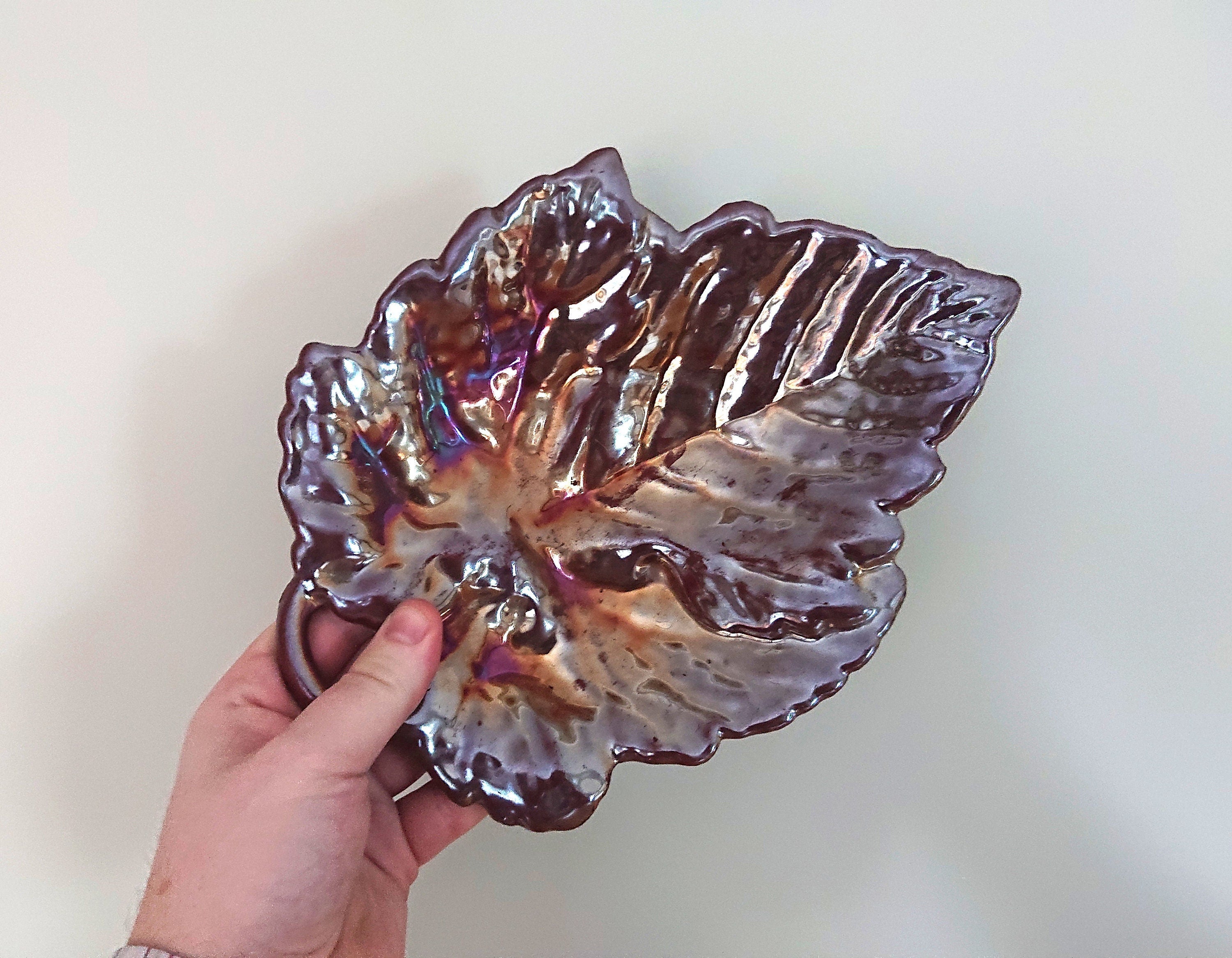 Vintage Leaf Dish Metal Maple Leaf with Lustre effect Cast Iron Key Dish Decorative Ornamental Leaf Décor Homeware VERY HEAVY
