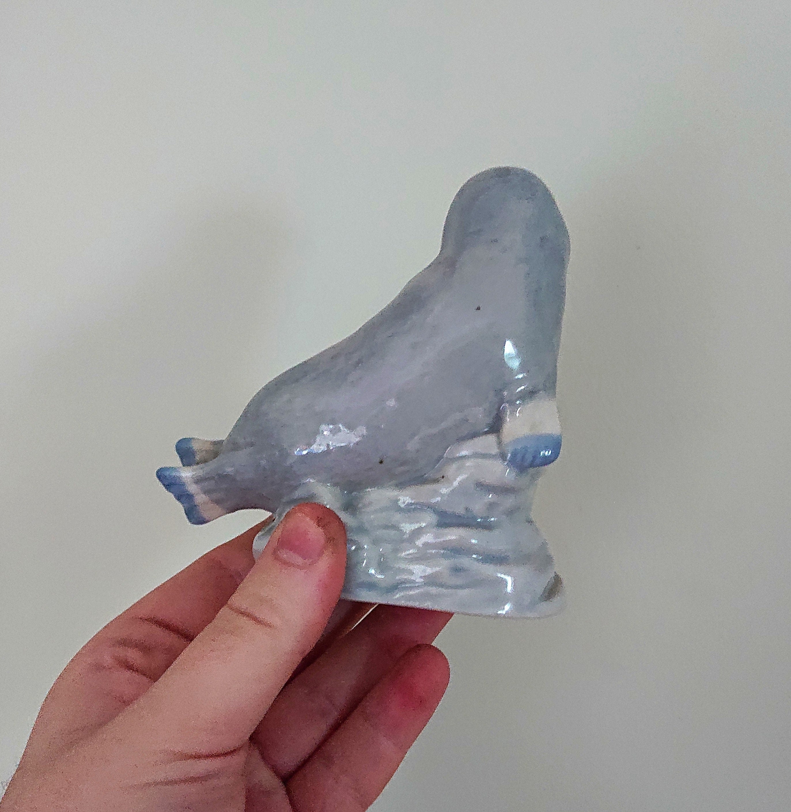 Vintage Seal Figurine Ceramic Marine Animal Kitsch Seal Ornament Artic Grey Seal Pup  Figure Knick Knack