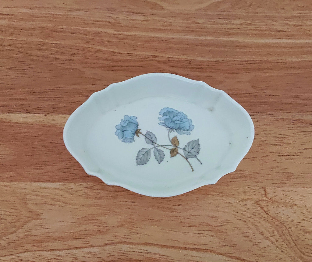 Wedgwood 'Ice Rose' Trinket Dish Pin Dish Porcelain Ceramic Bone China Blue Floral Trinket Dish Vintage Wedgwood