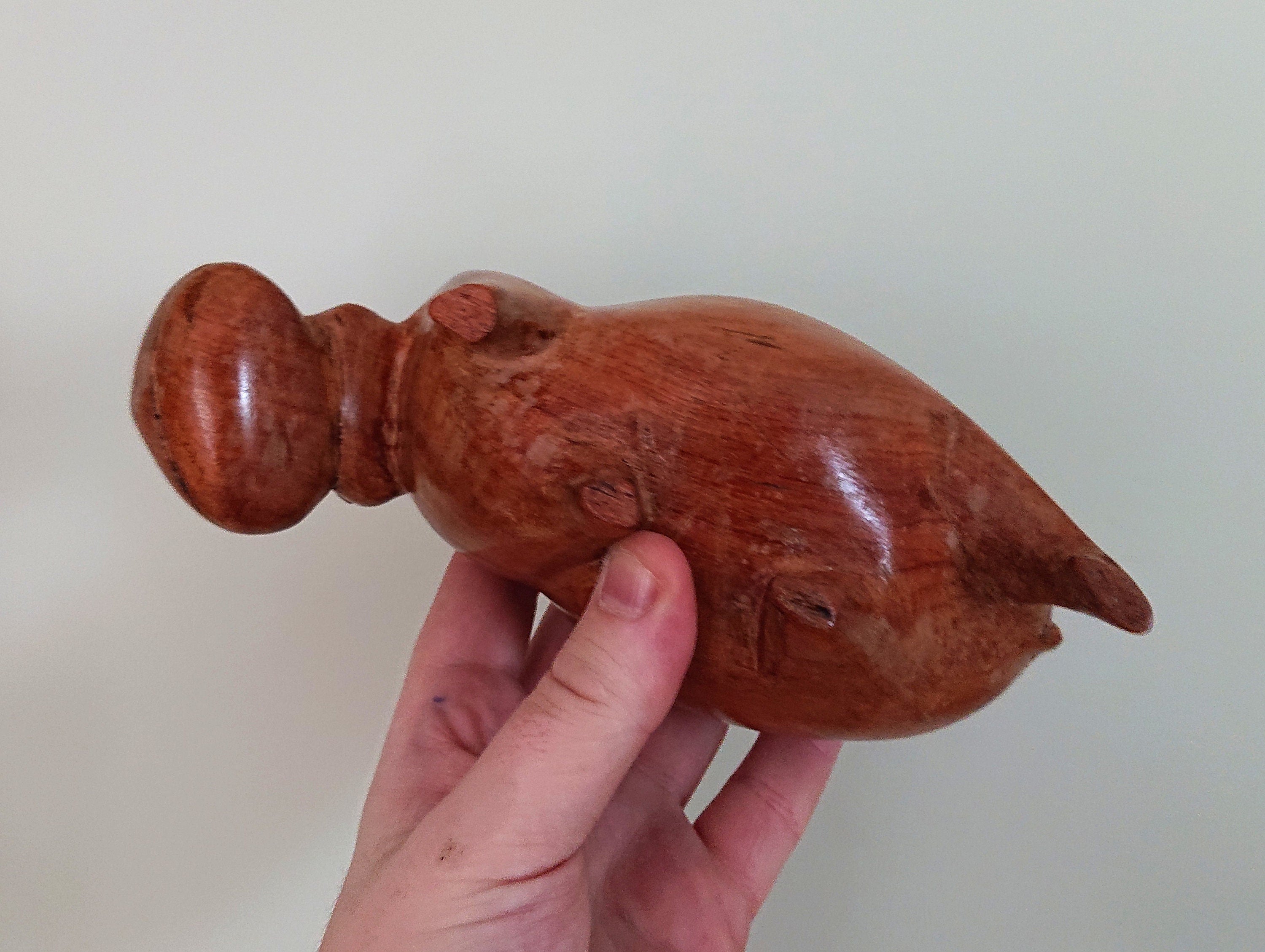 Carved Vintage Hippopotamus Carving Africa Treen Wood Wooden African Hippo Hand Sculptured Animal Figurine Ornament Sculpture