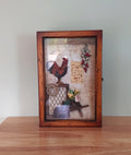 Vintage Rooster Key Cabinet Wooden Key Box Cabinet Keys Storage  Hooks Storage Wall Country Cottage Kitsch Wall Cabinet