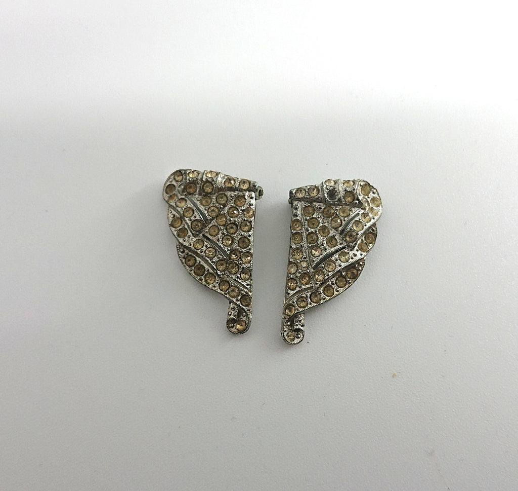 Art Deco Earrings Diamond Rhinestone Clip on Diamante Silver Costume Jewellery Jewelry Gift for Her Vintage Deco Earrings Chunky