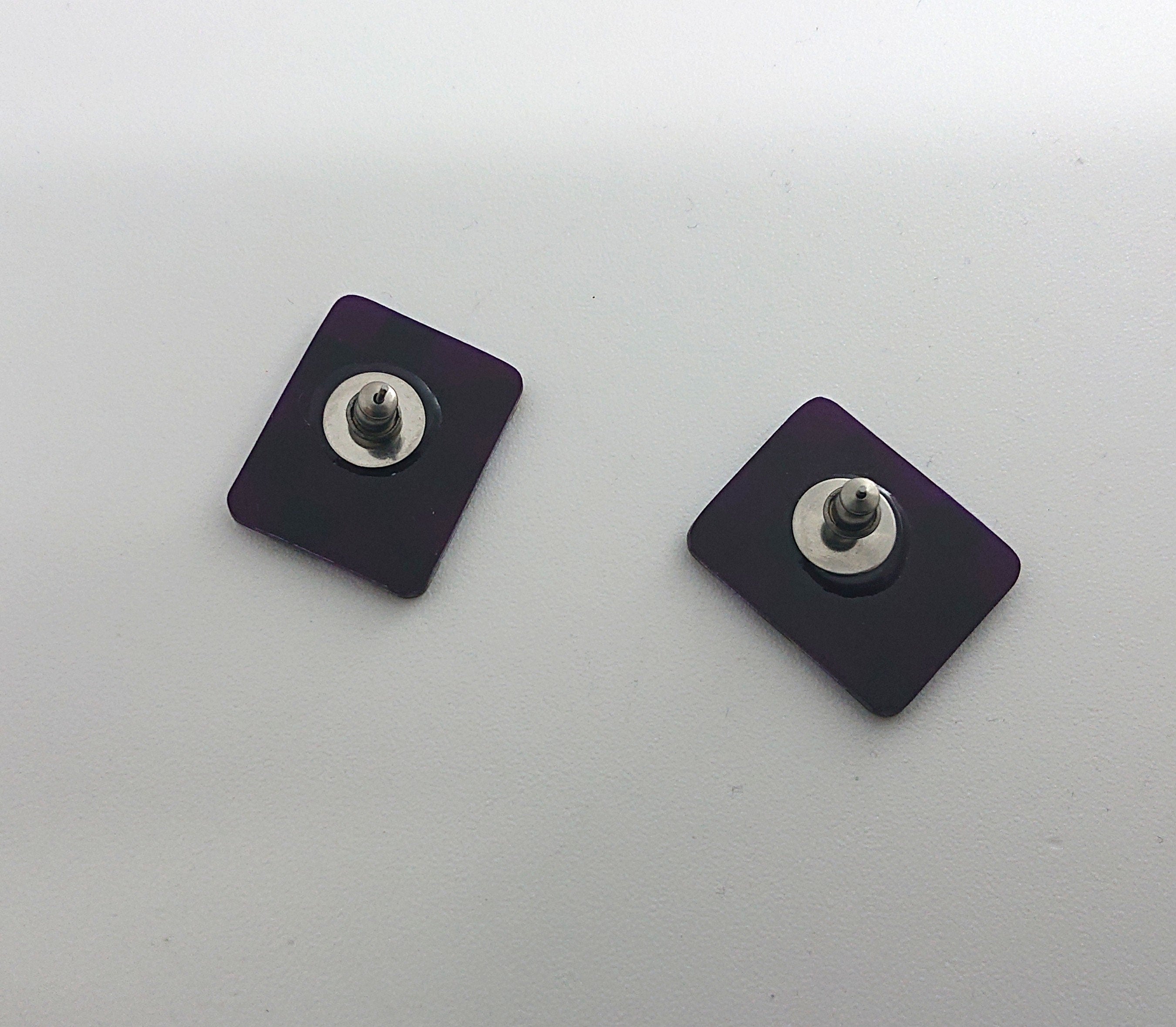 Retro Faux Mother of Pearl Earrings Square Stud Earrings Retro 60's Costume Jewellery Jewelry Gift for her