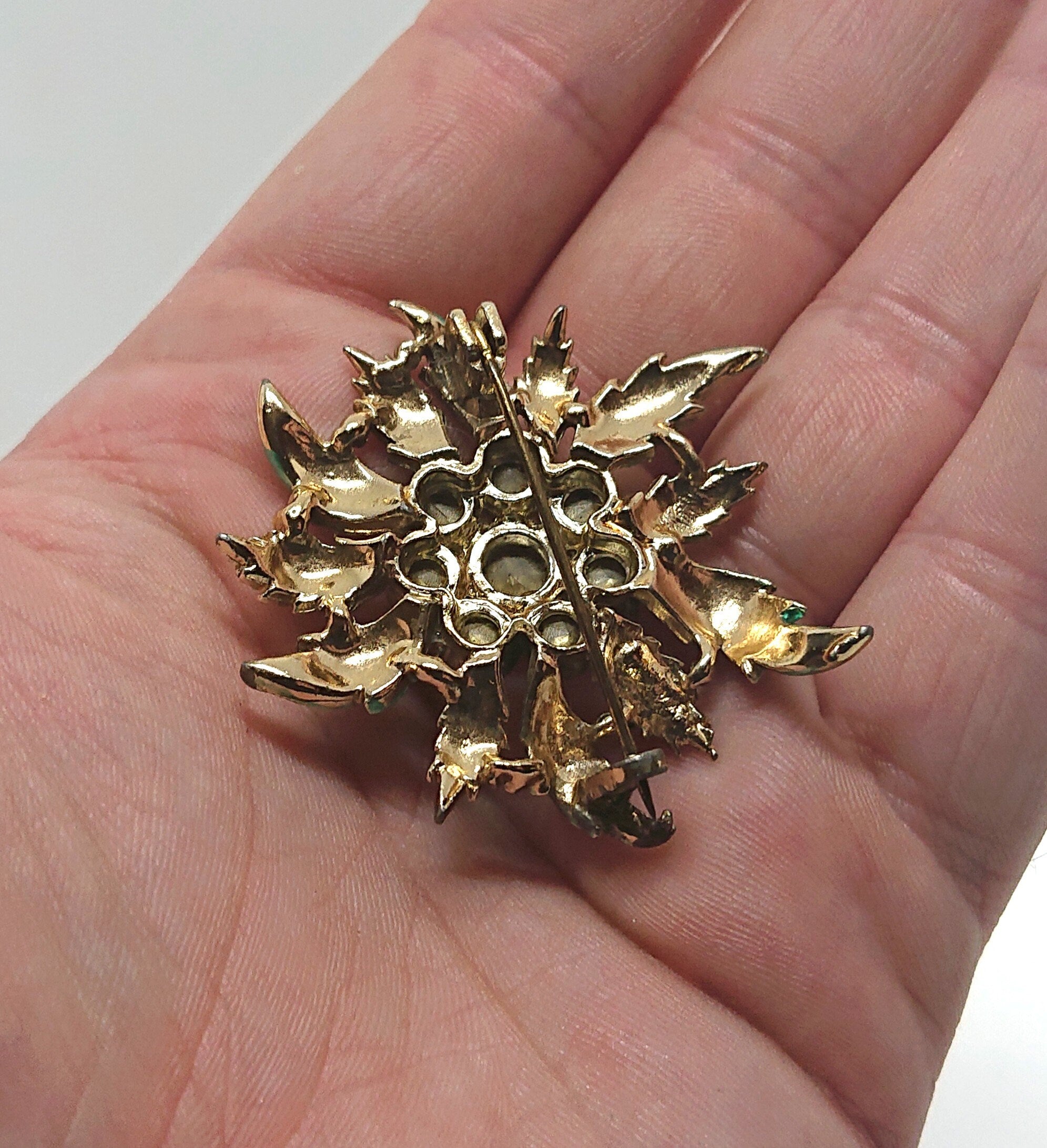 Silver Floral Brooch Vintage Blue Enamel Aurora Borealis Costume Jewellery Jewelry Pin 50's Pin Diamante Rhinestone