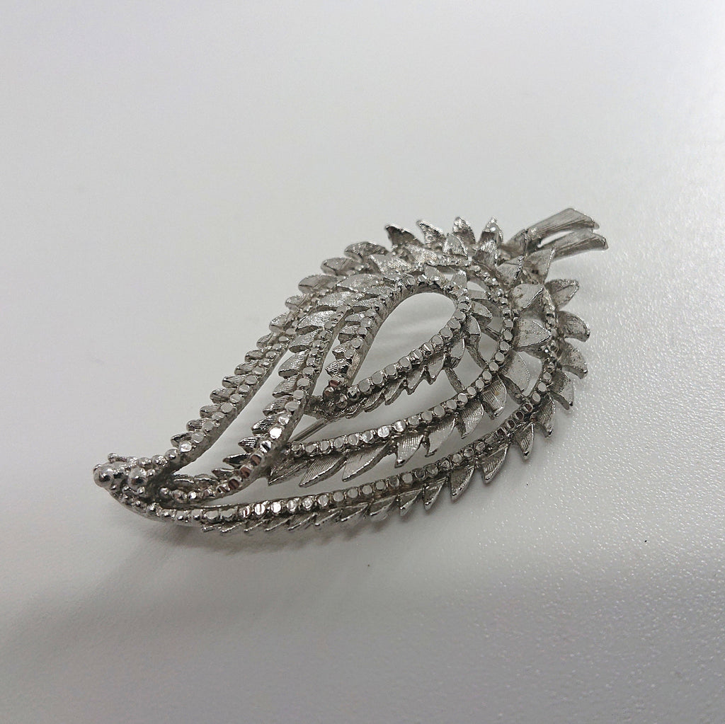 Silver Leaf Brooch Retro Leaf Pin Costume Jewellery Jewelry Vintage
