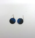 Vintage Earrings Blue and Black Round Print Lucite Earrings Costume Jewellery Jewelry