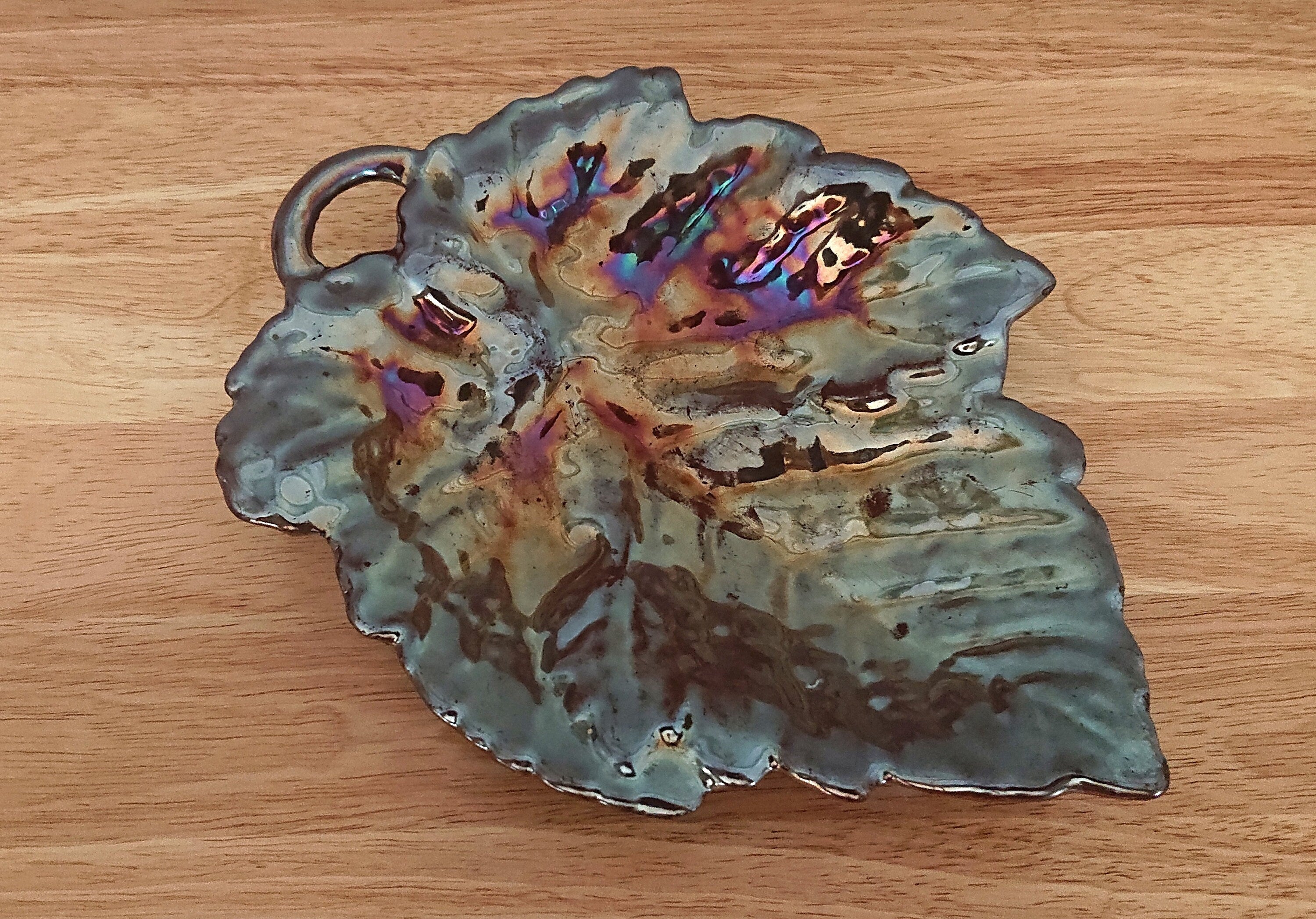 Vintage Leaf Dish Metal Maple Leaf with Lustre effect Cast Iron Key Dish Decorative Ornamental Leaf Décor Homeware VERY HEAVY
