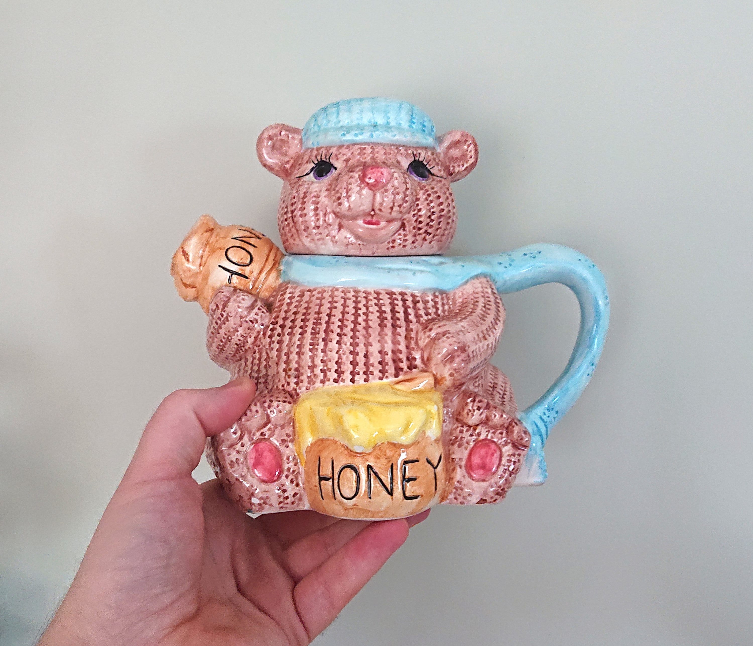 Vintage Teapot Novelty Honey Bear Ornamental Teapot Decorative Ceramic Teapot Gift Idea Kitsch