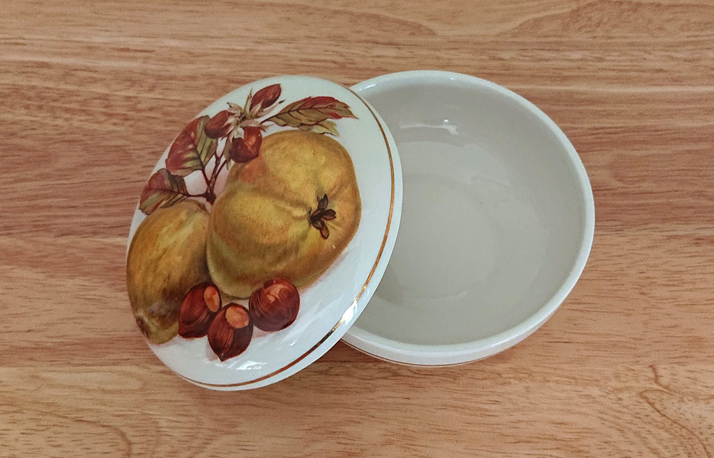 Crown Devon Trinket Dish Bone China Porcelain Jewellery Dish/Tray Ring Vintage Dish Autumn Fruits Staffordshire England