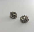 Vintage Rhinestone Crystal Clip On Earrings, Silver Tone Costume Jewelry
