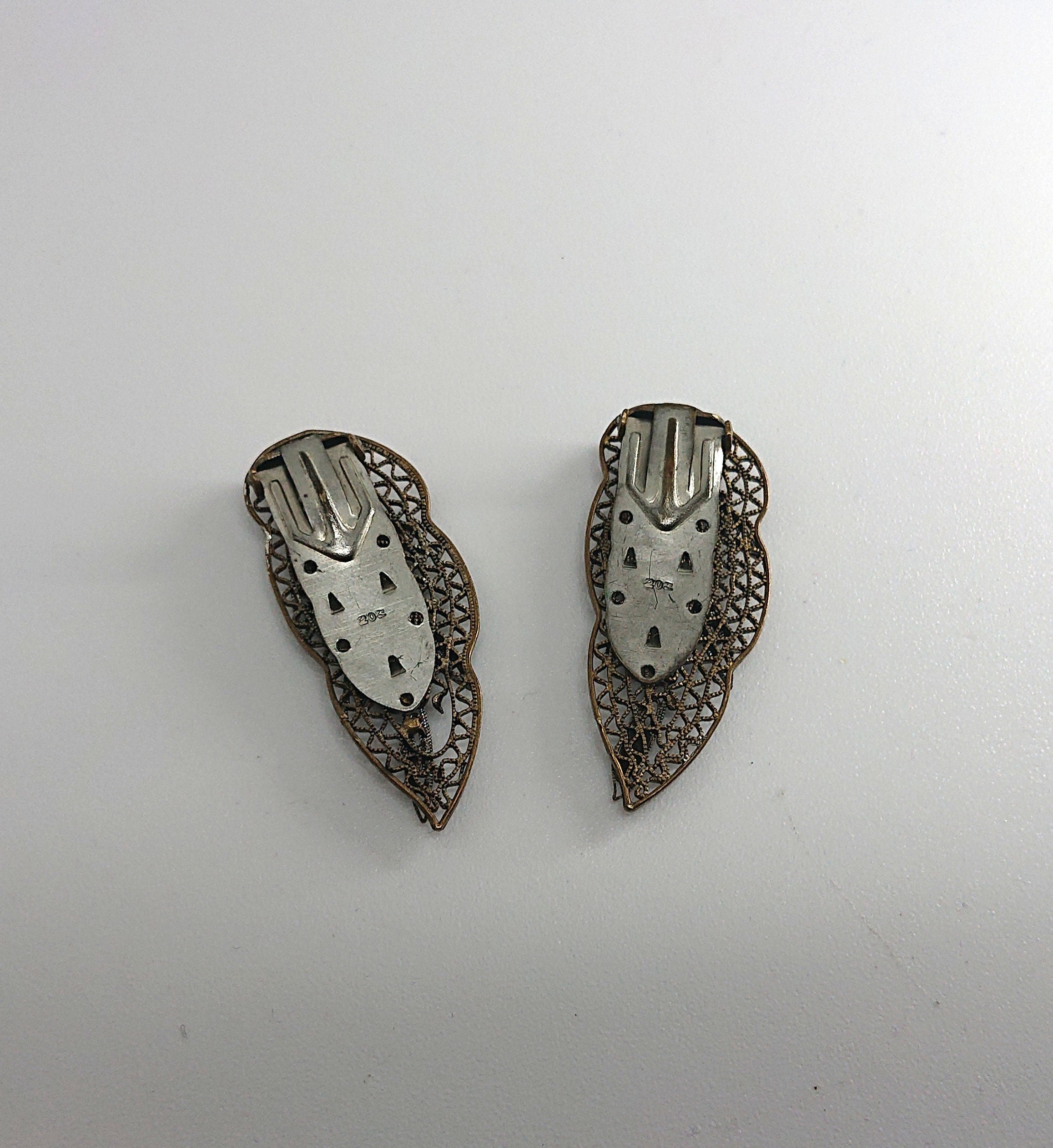 Art Deco Clip on Marcasite Silver Leaf Clip on Earrings Costume Jewellery Jewelry