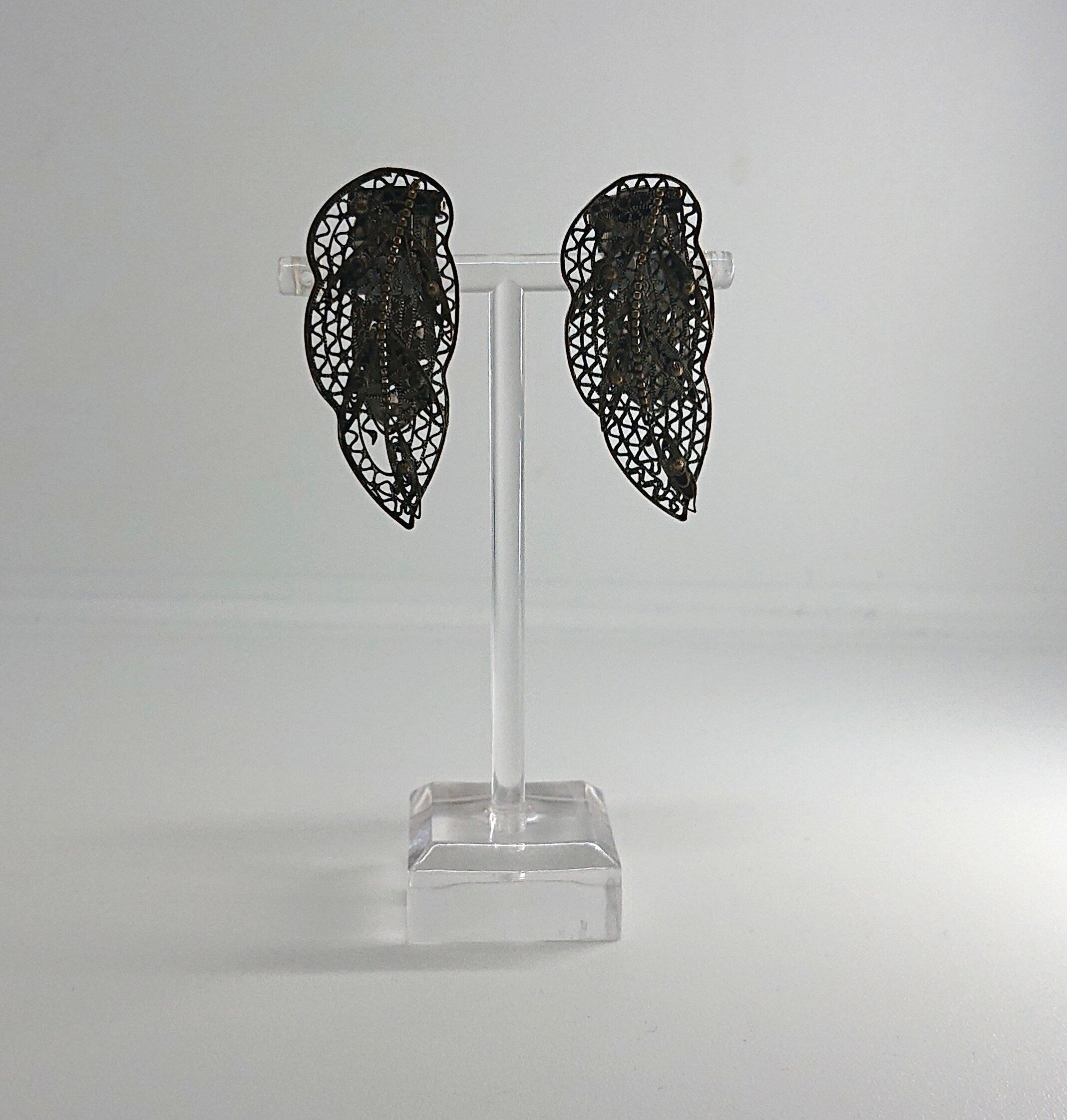 Art Deco Clip on Marcasite Silver Leaf Clip on Earrings Costume Jewellery Jewelry