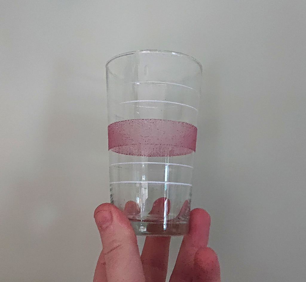 Vintage Frosted Drinking Glasses Water Tumbler Retro Pink Frosted 60's Drinking Glasses Set of 6 Cocktail Glasses Pitcher