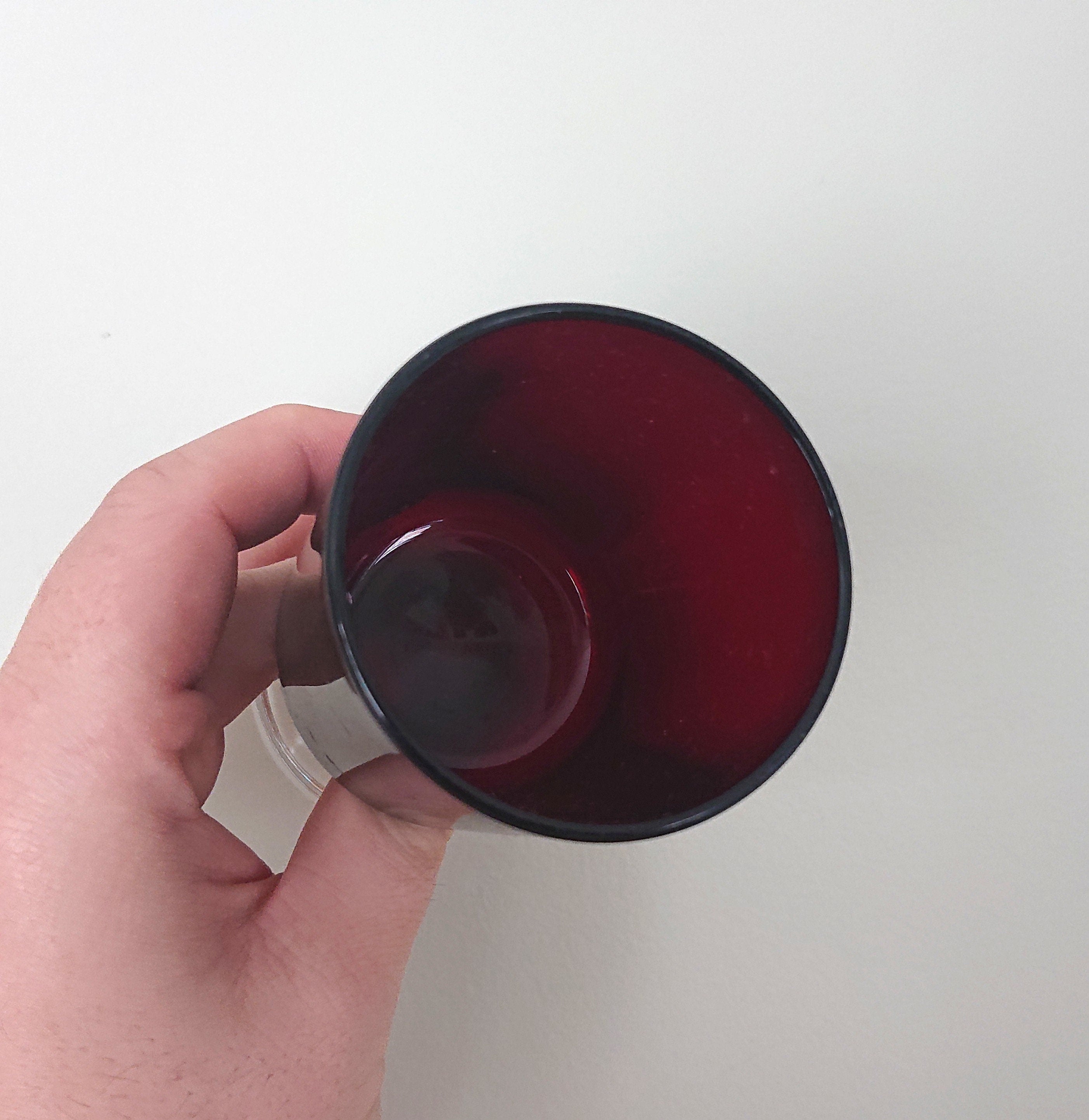 Vintage Arcoroc Luminarc Wine Glasses, Red Ruby Set of 4