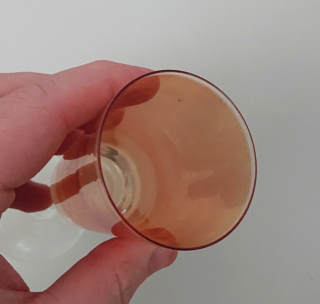 Vintage Sherry Glasses Set of 3 Pink/Orange Kitsch Vintage Barware Drinking Glasses Mid Century