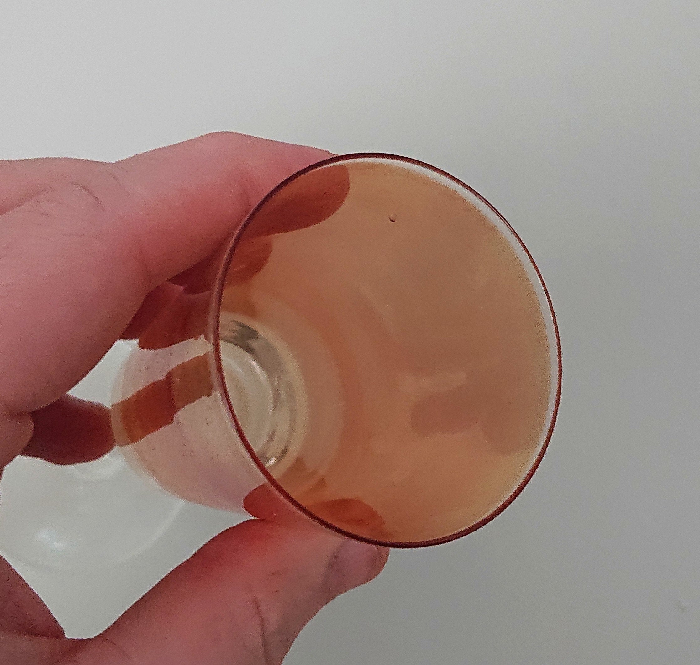 Vintage Sherry Glasses Set of 3 Pink/Orange Kitsch Vintage Barware Drinking Glasses Mid Century