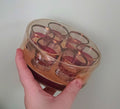 Vintage Shot Glasses Sherry Glasses Boxed Red and Gold Retro Mid Century Set of Glasses Gift Vintage Barware Shooters