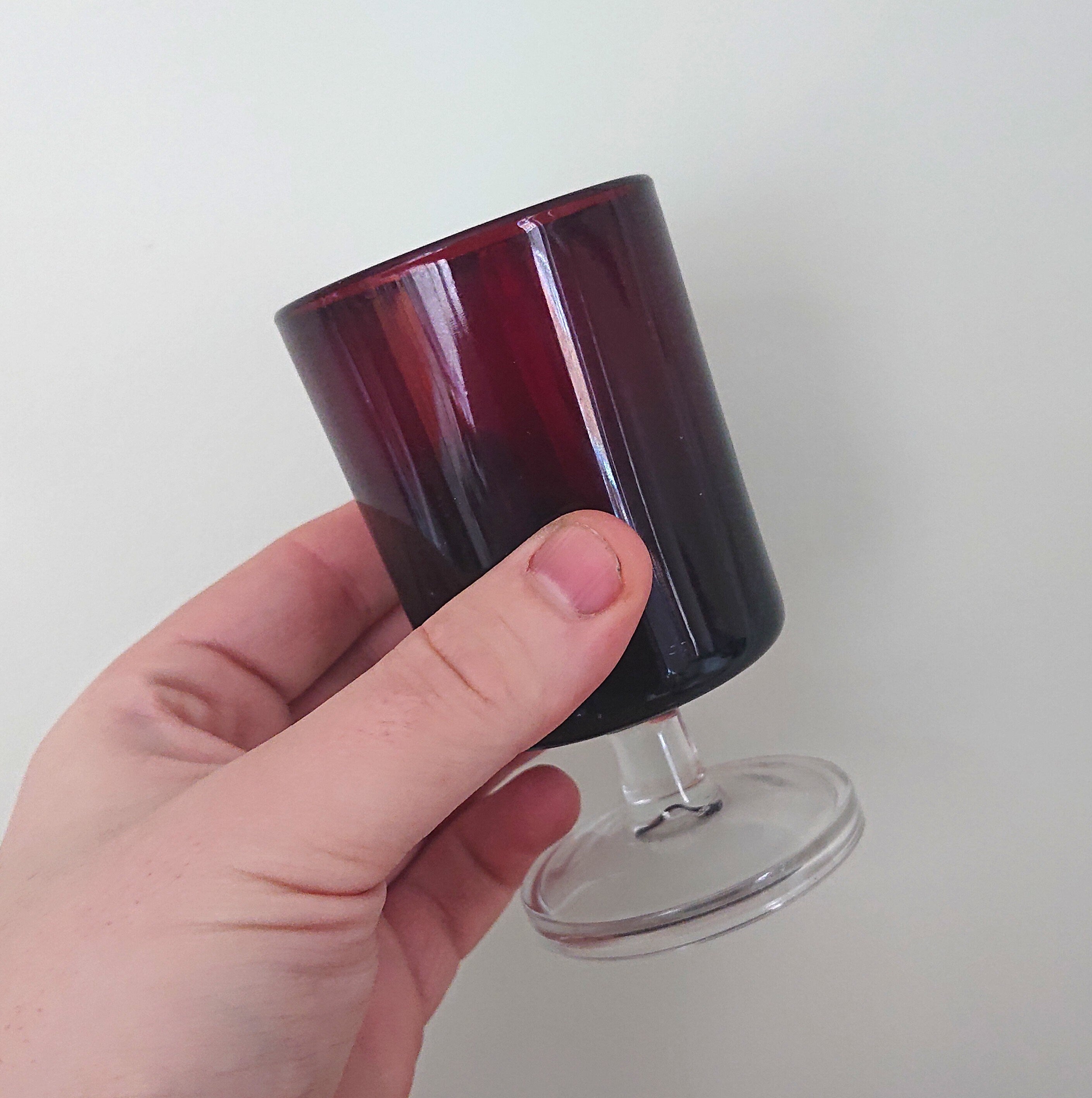 Vintage Arcoroc Luminarc Wine Glasses, Red Ruby Set of 4