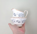 Vintage Milk Jug and Sugar Bowl Royal Tuscan Fine Bone China Made in England Blue and White Porcelain Afternoon Tea Gold Gilt