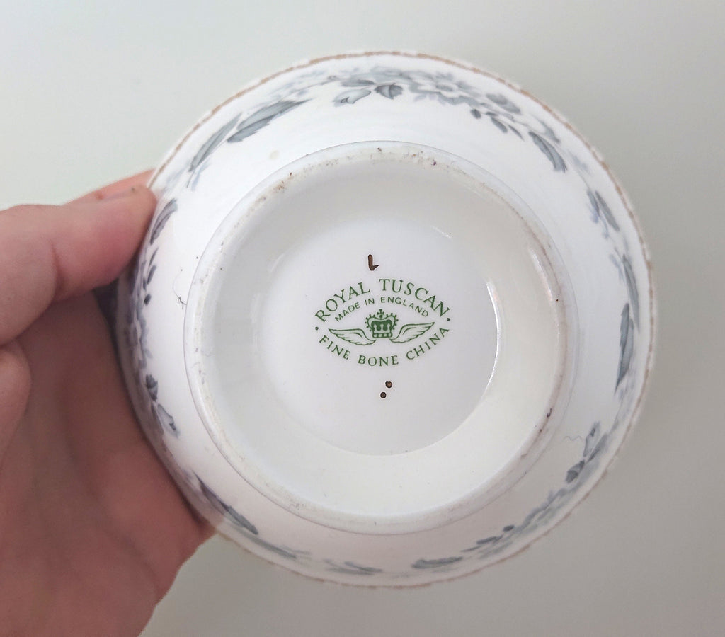 Vintage Milk Jug and Sugar Bowl Royal Tuscan Fine Bone China Made in England Blue and White Porcelain Afternoon Tea Gold Gilt