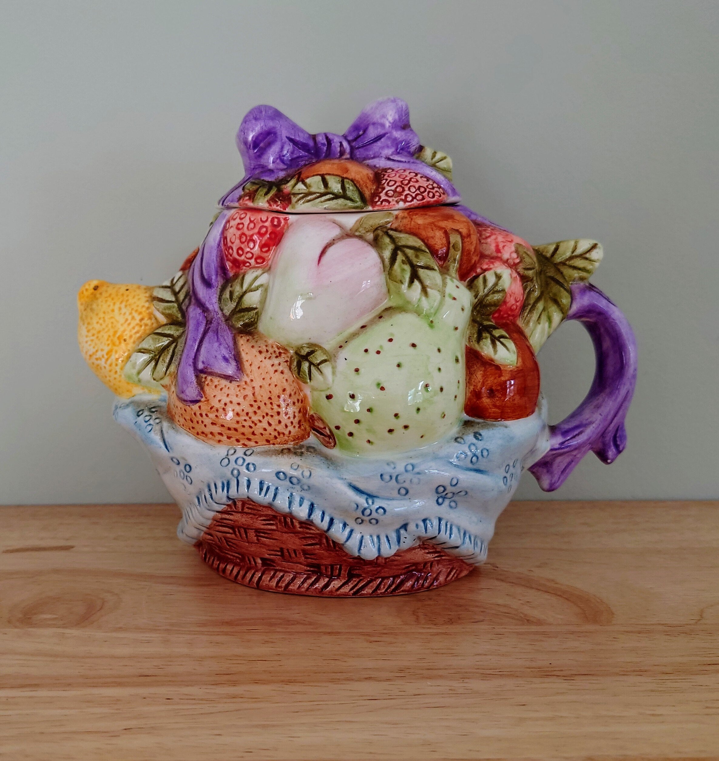 Vintage Fruit Teapot, Country Cottage Collectible by Heritage Mint Ltd