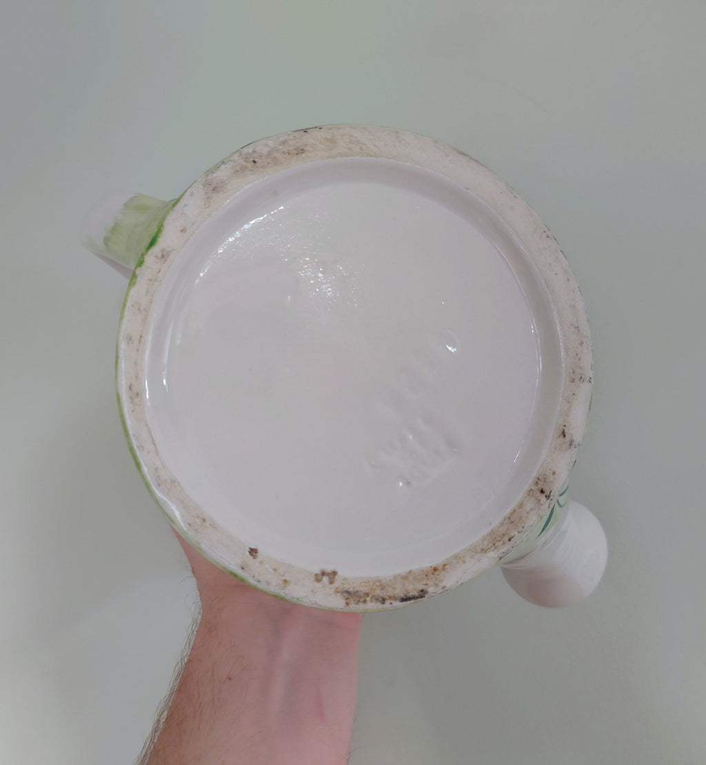 Vintage Ceramic Planter Watering Can Indoor Kitsch Planter Floral Pottery Plant Pot Mid Century Modern Flower Planter