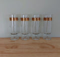 Vintage Gold Gilt Sherry Glasses Set of 4 Mid Century Drinking Glasses Retro Barware liquor glass