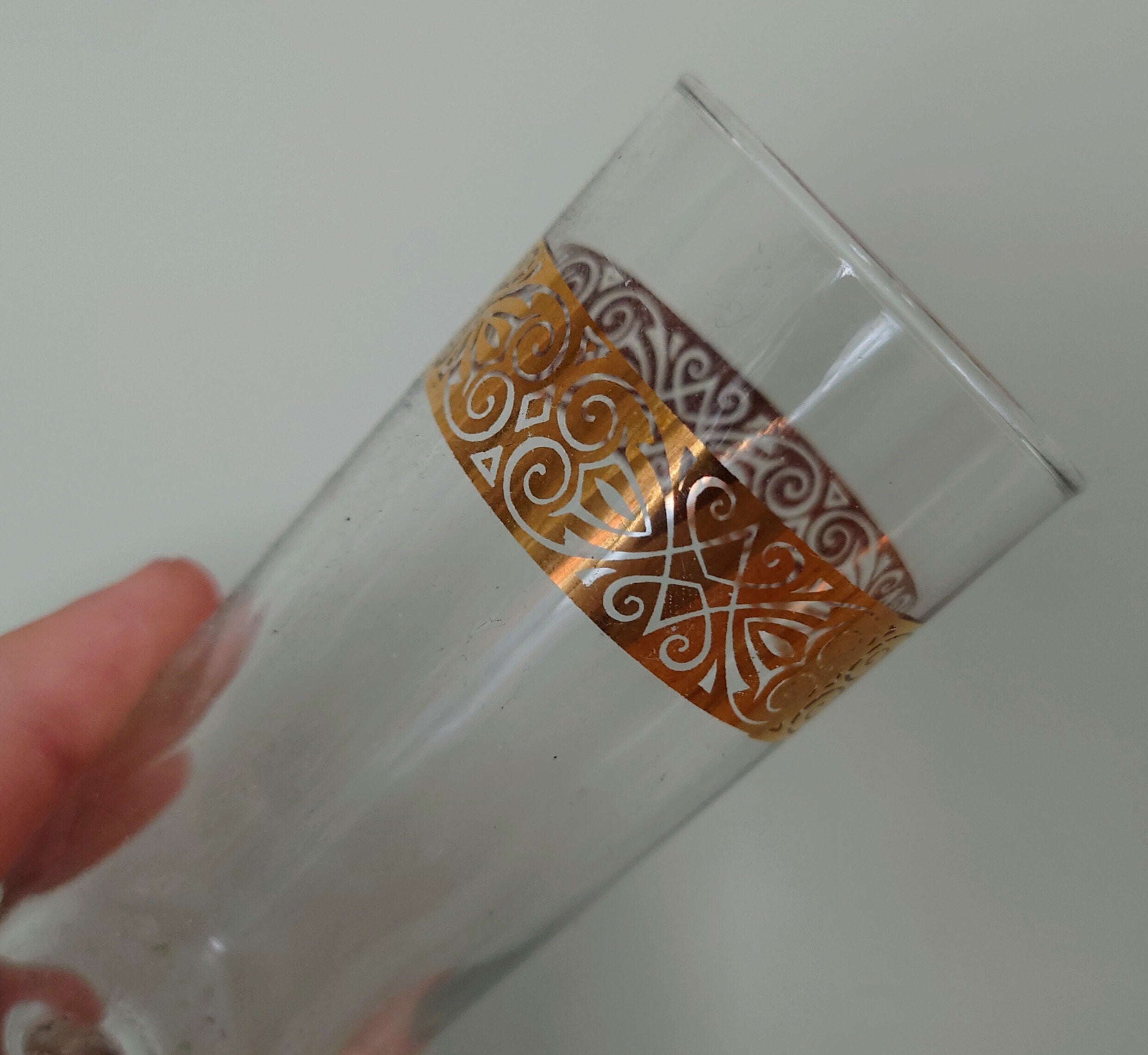 Vintage Gold Gilt Sherry Glasses Set of 4 Mid Century Drinking Glasses Retro Barware liquor glass