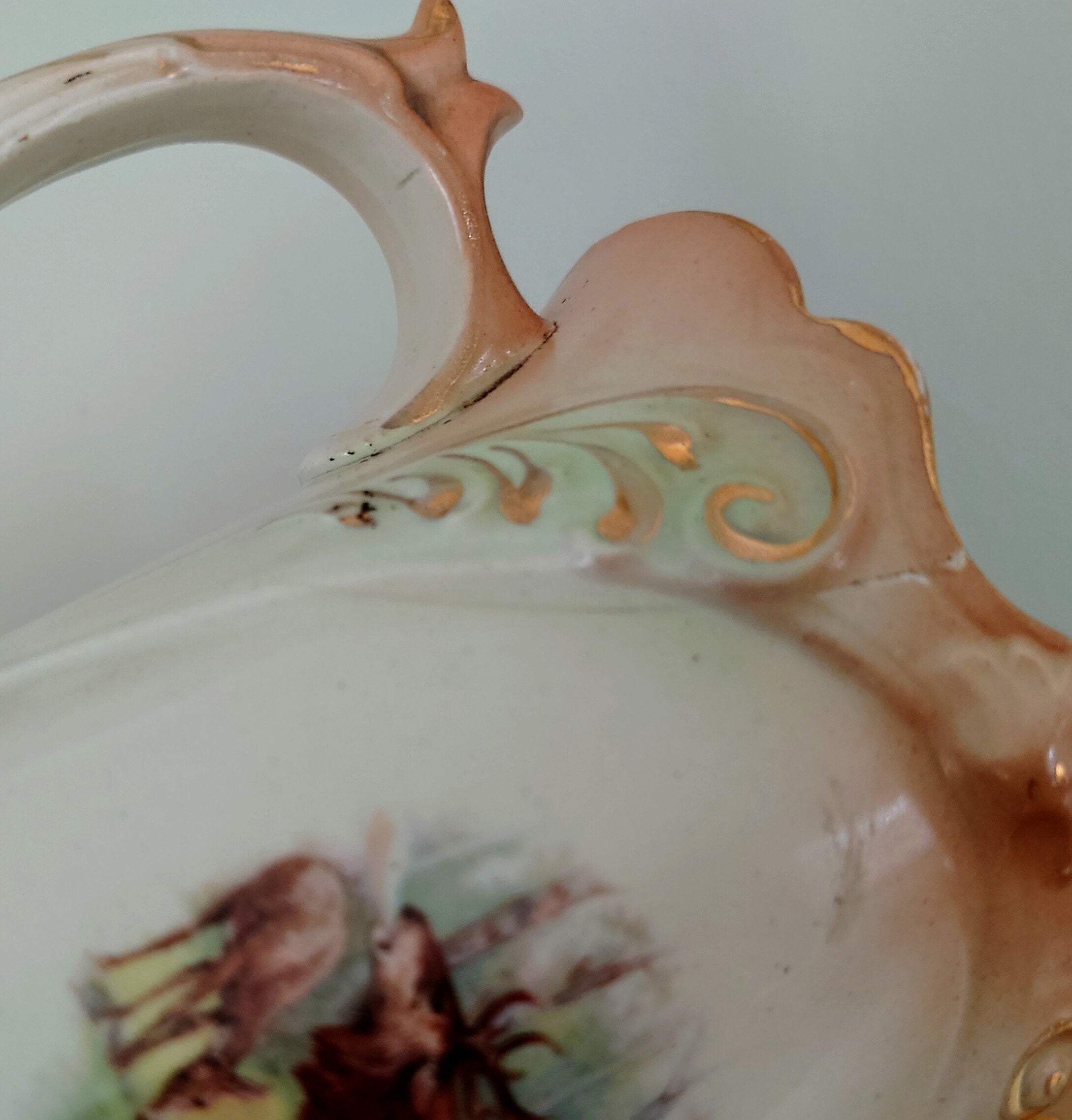 Victorian Deer Jug Ceramic Decorative Jug Airbrush/Art Transfer Vase circa 1900's Planter/Jug Pair Set of Two Made in England