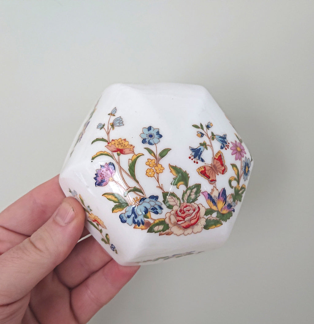 Large Ginger Jar & Lid Cottage Garden Aynsley Fine Bone China Porcelain Made in England Cottage Garden Pattern Collectable Gift Vintage