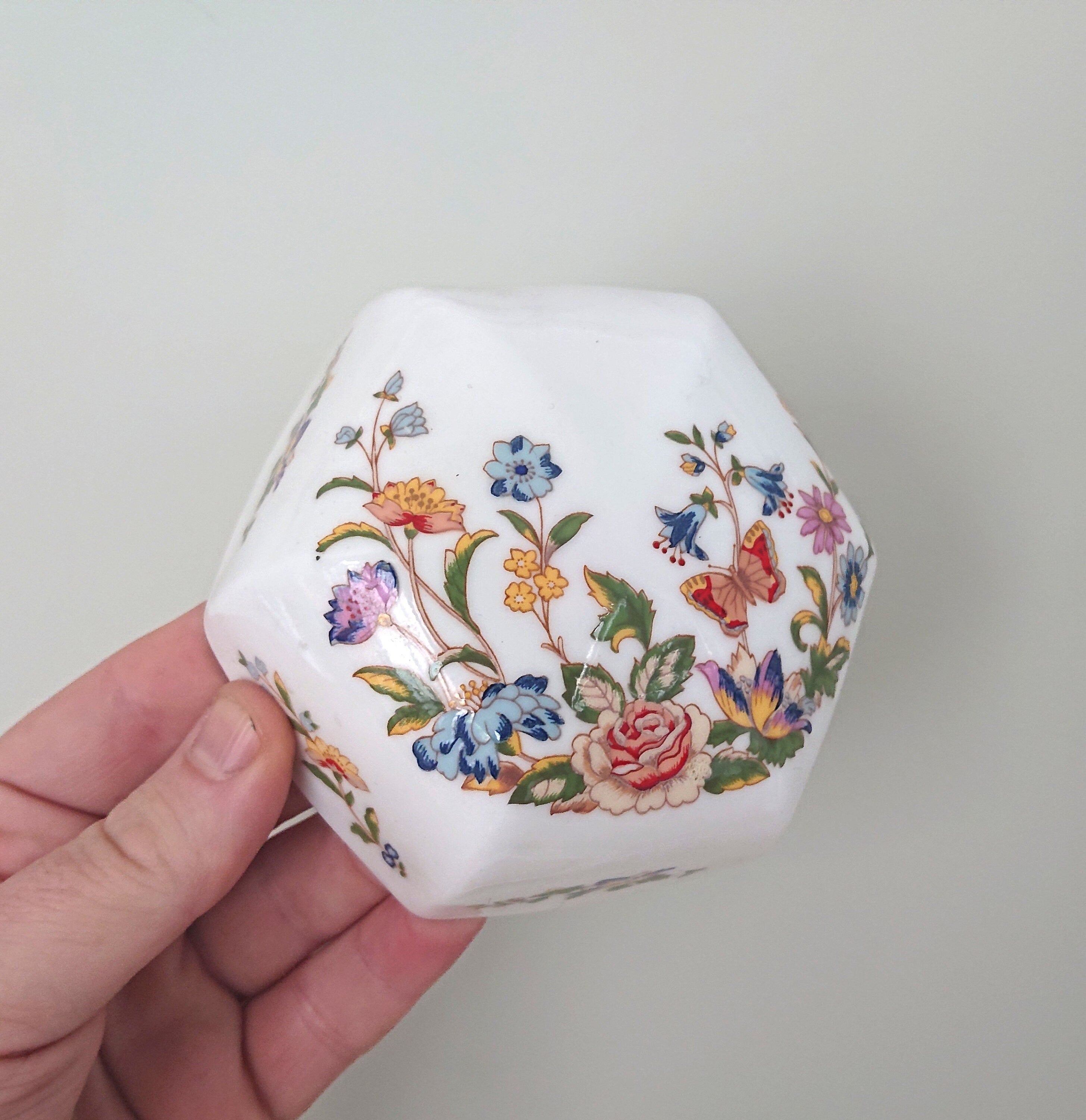 Large Ginger Jar & Lid Cottage Garden Aynsley Fine Bone China Porcelain Made in England Cottage Garden Pattern Collectable Gift Vintage