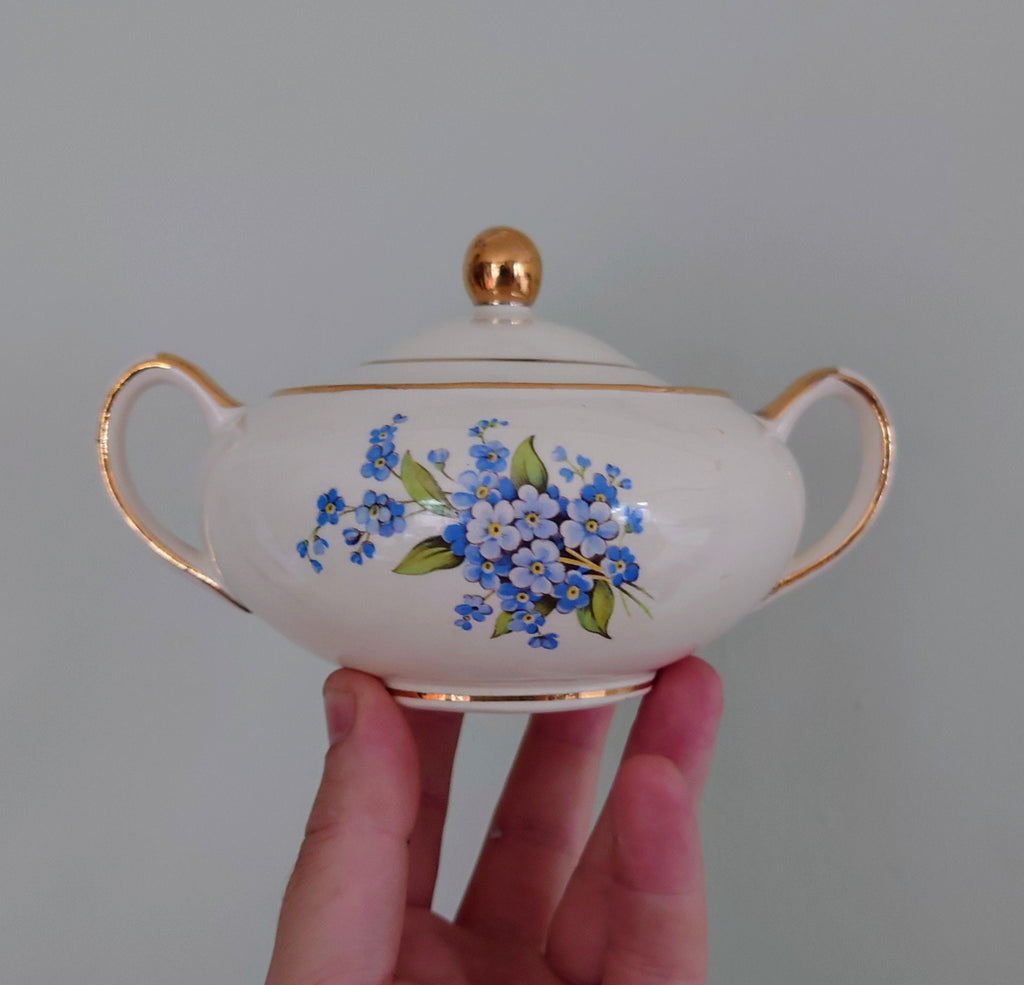Ceramic Teaset Teapot, Sugar Bowl, Milk Jug Ceramic Set Vintage 1950's Gold Stamped Heatmaster Floral Tea Service