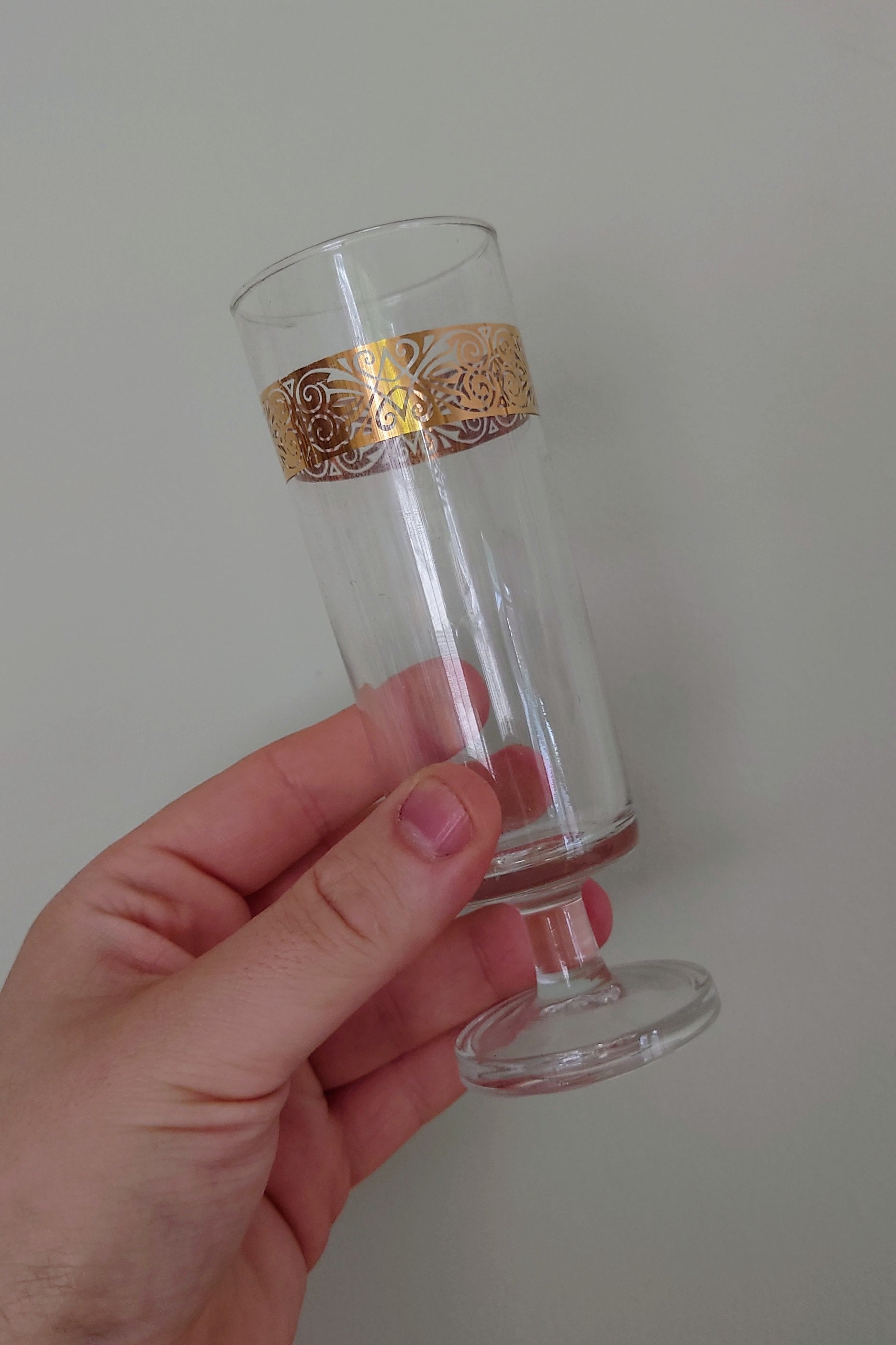 Vintage Gold Gilt Sherry Glasses Set of 4 Mid Century Drinking Glasses Retro Barware liquor glass