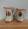 Victorian Deer Jug Ceramic Decorative Jug Airbrush/Art Transfer Vase circa 1900's Planter/Jug Pair Set of Two Made in England