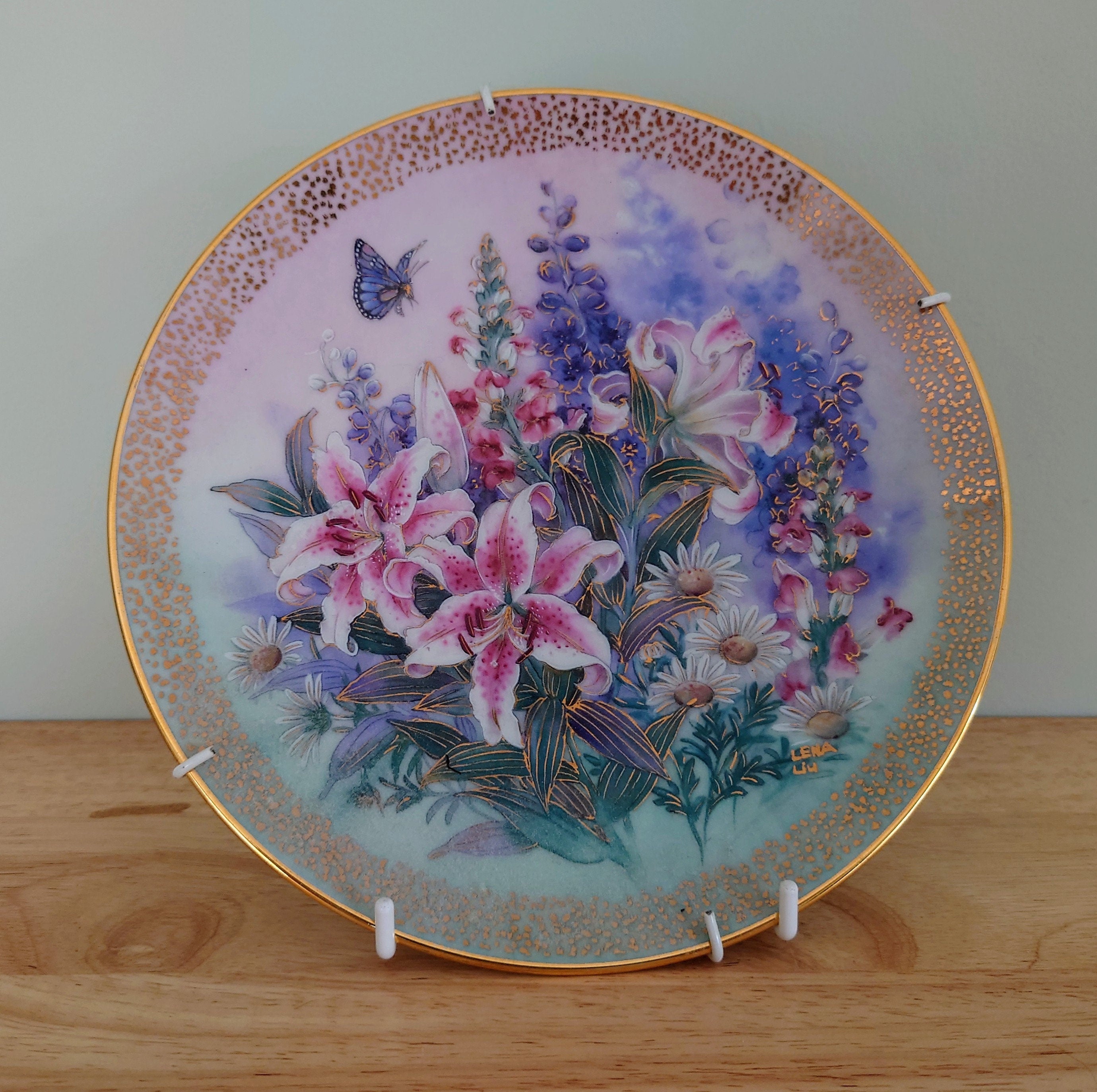 Decorative Plate Floral Collectors Plate Hand-Painted ' 'Lilly Concerto' W.S. George Fine China, c1990s, Vintage China Plates.