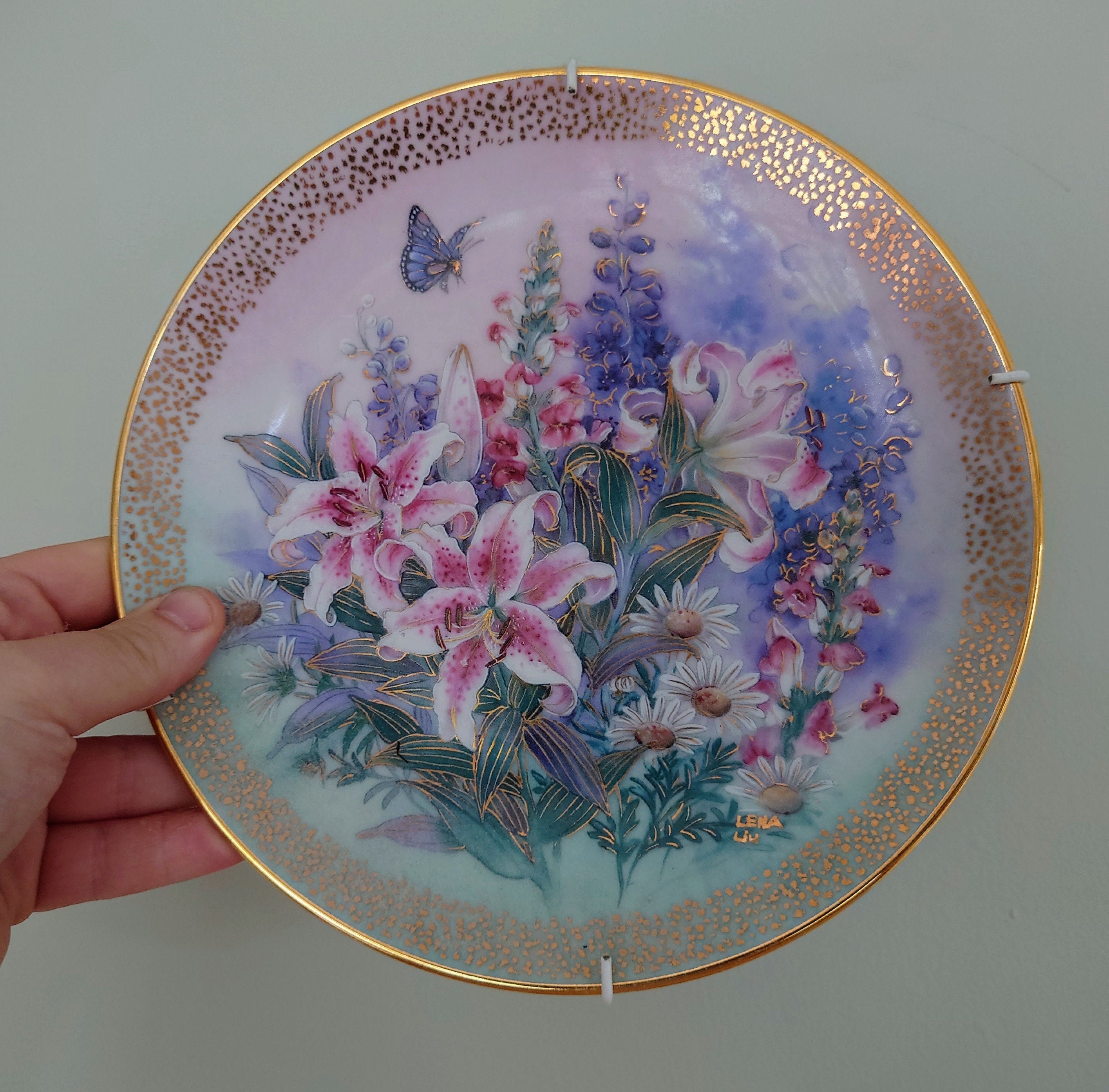 Decorative Plate Floral Collectors Plate Hand-Painted ' 'Lilly Concerto' W.S. George Fine China, c1990s, Vintage China Plates.