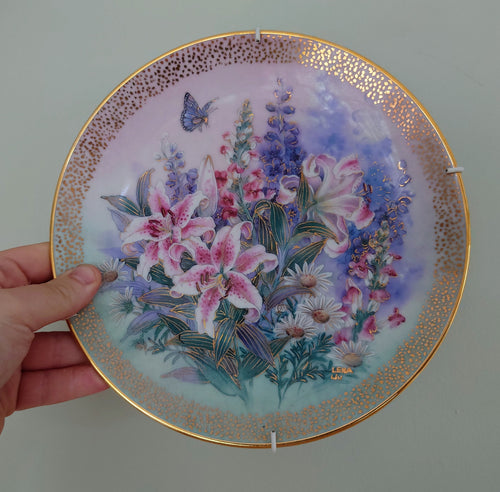 Decorative Plate Floral Collectors Plate Hand-Painted ' 'Lilly Concerto' W.S. George Fine China, c1990s, Vintage China Plates.