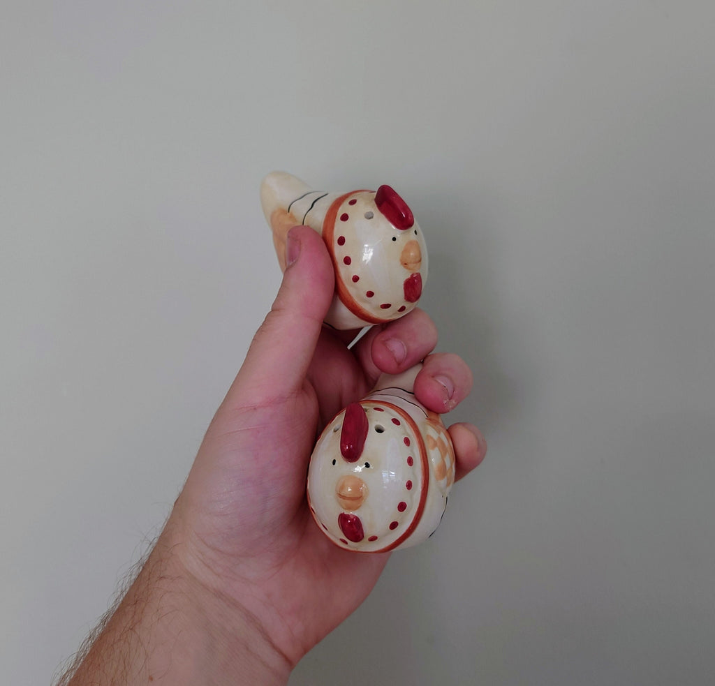 Vintage Salt and Pepper Shaker Rooster Cockerel Cock Ceramic Novelty Shakers Animal/Farmyard Kitchenalia Pottery Tableware Dispensers