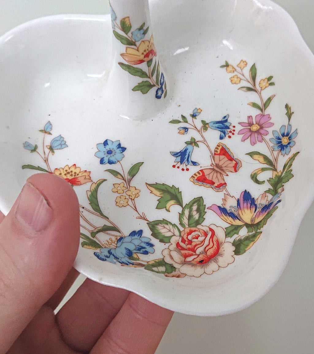 Ring Holder Ring Dish Heart Cottage Garden Aynsley Fine Bone China Porcelain Made in England Cottage Garden Pattern Collectable Gift Vintage