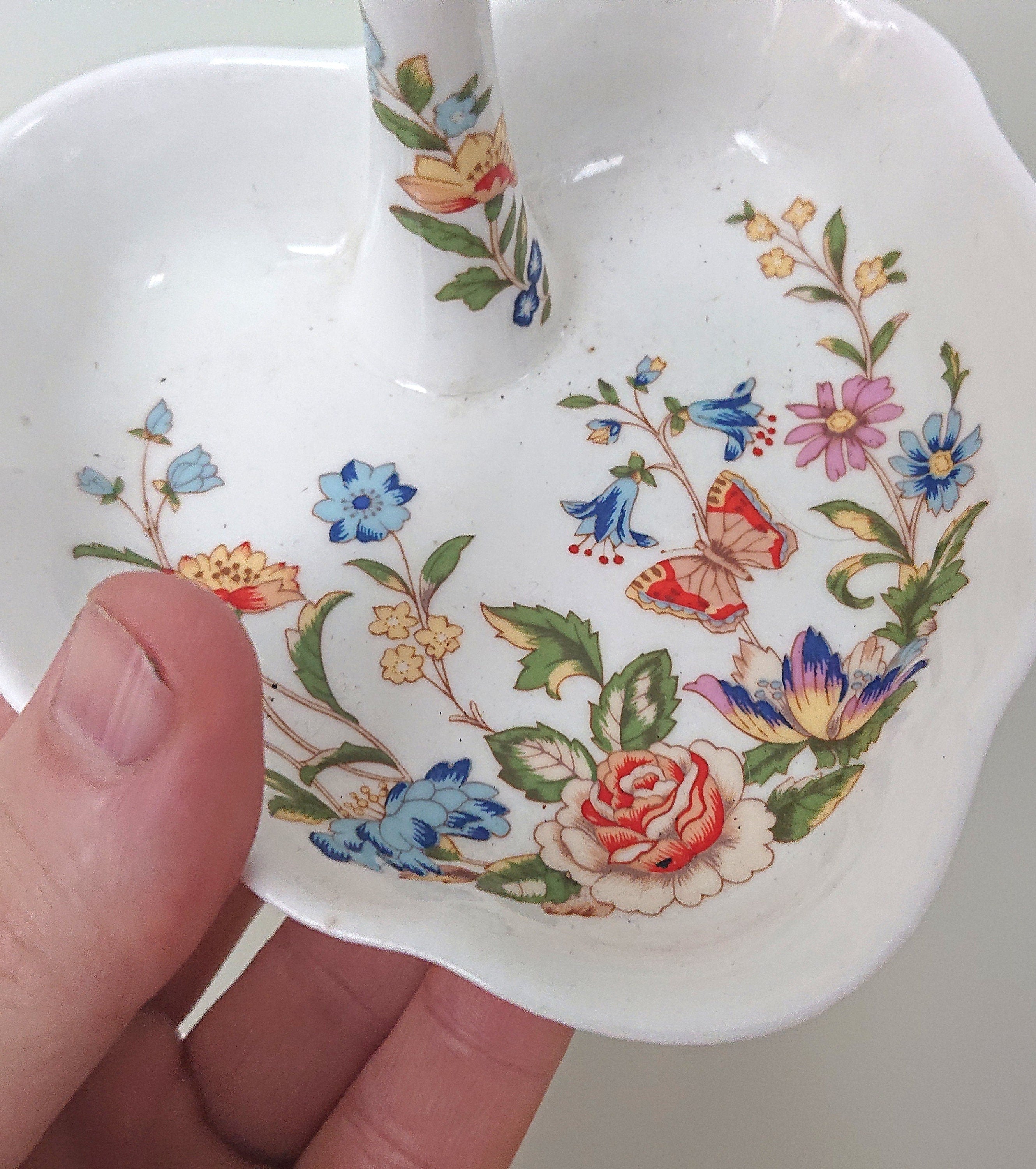 Ring Holder Ring Dish Heart Cottage Garden Aynsley Fine Bone China Porcelain Made in England Cottage Garden Pattern Collectable Gift Vintage