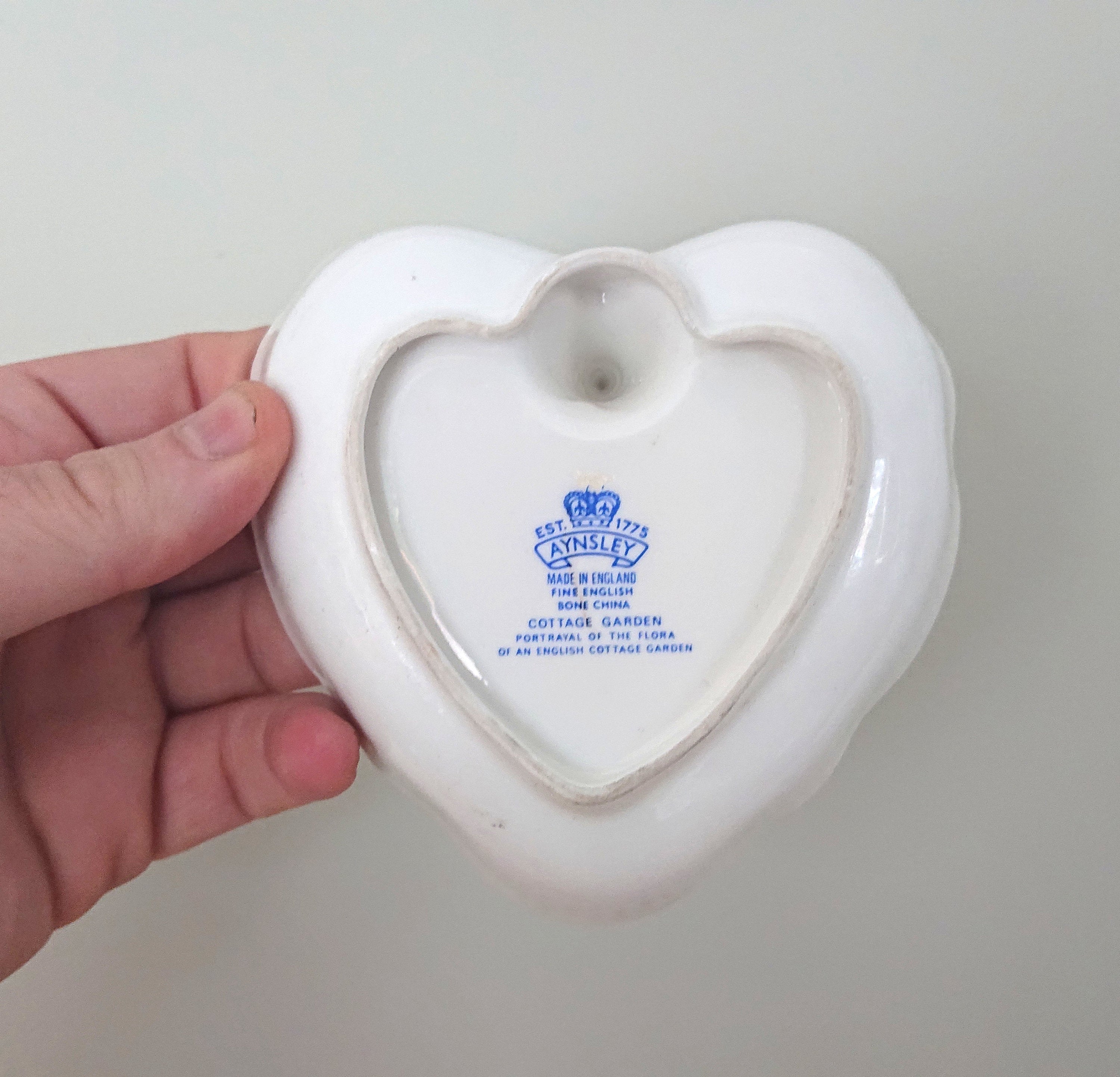 Ring Holder Ring Dish Heart Cottage Garden Aynsley Fine Bone China Porcelain Made in England Cottage Garden Pattern Collectable Gift Vintage