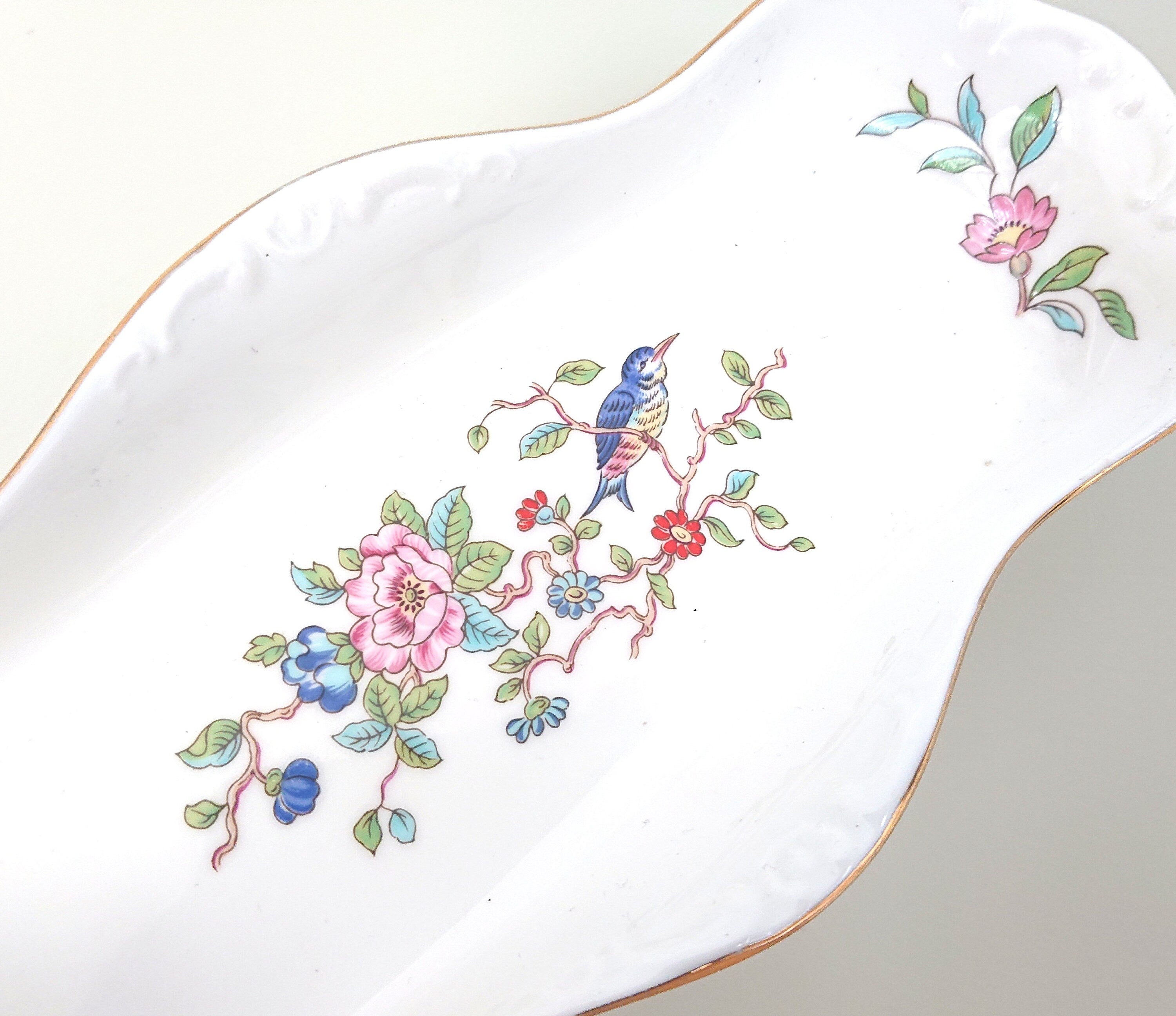 Aynsley Gondola Tray Dish Pembroke (Gold Trim) Fine Bone China Porcelain Made in England Pembroke Pattern Collectable Gift Vintage