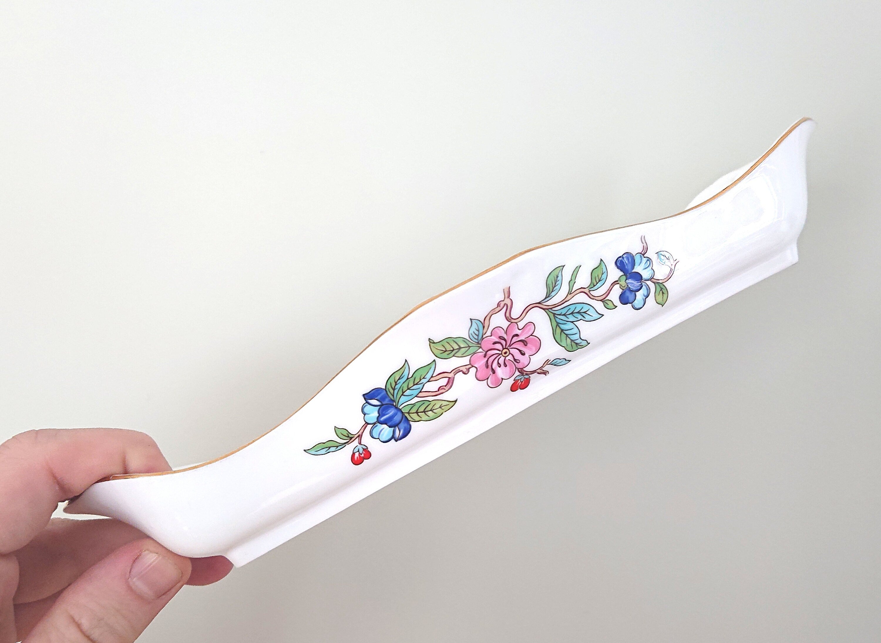 Aynsley Gondola Tray Dish Pembroke (Gold Trim) Fine Bone China Porcelain Made in England Pembroke Pattern Collectable Gift Vintage
