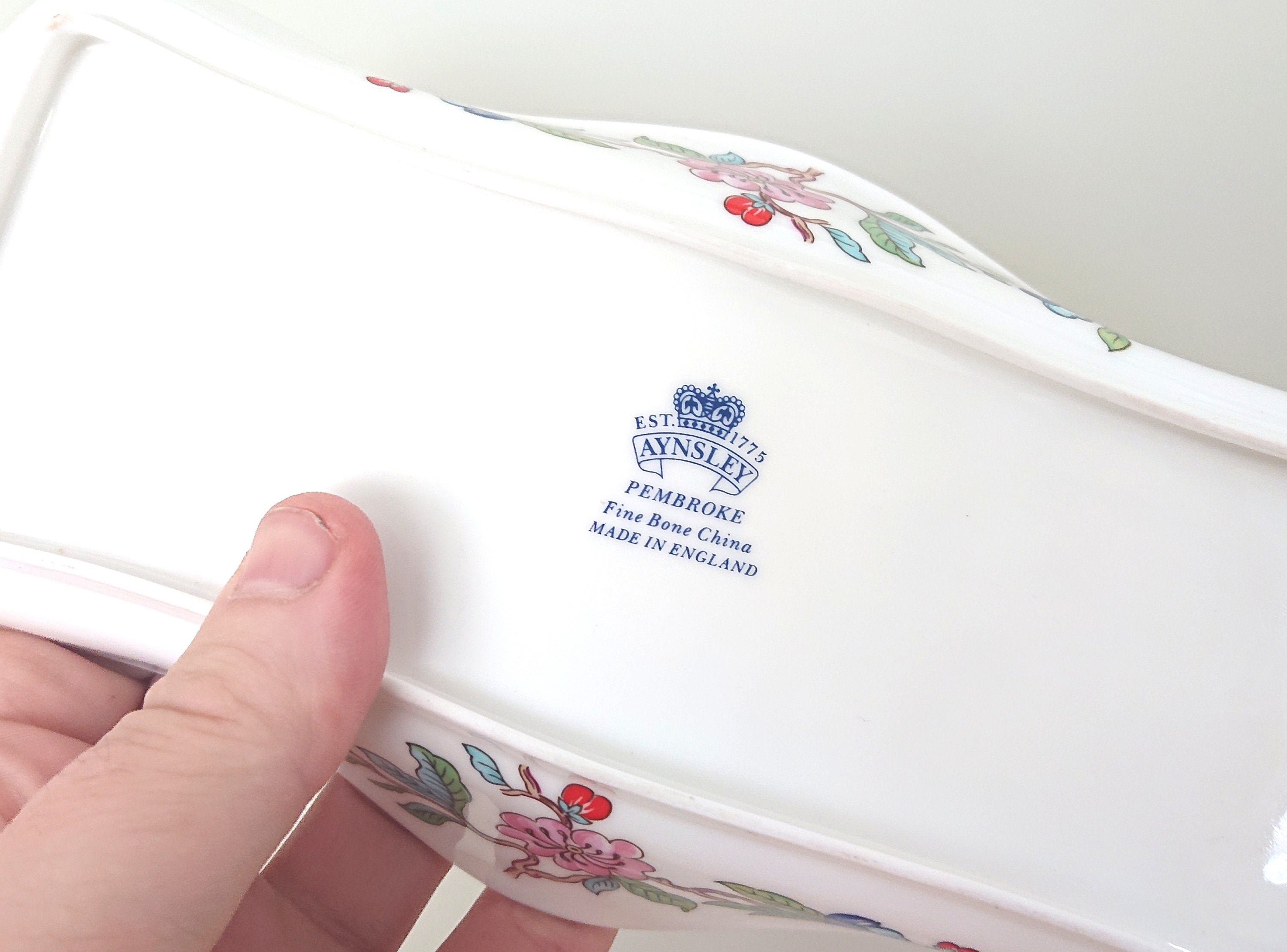 Aynsley Gondola Tray Dish Pembroke (Gold Trim) Fine Bone China Porcelain Made in England Pembroke Pattern Collectable Gift Vintage