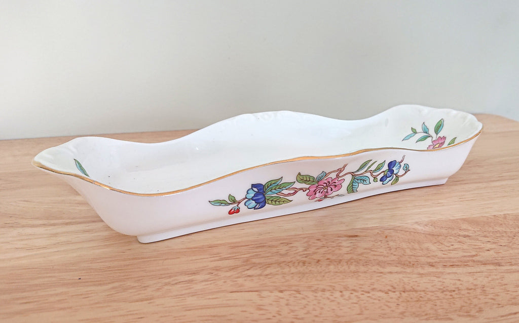 Aynsley Gondola Tray Dish Pembroke (Gold Trim) Fine Bone China Porcelain Made in England Pembroke Pattern Collectable Gift Vintage