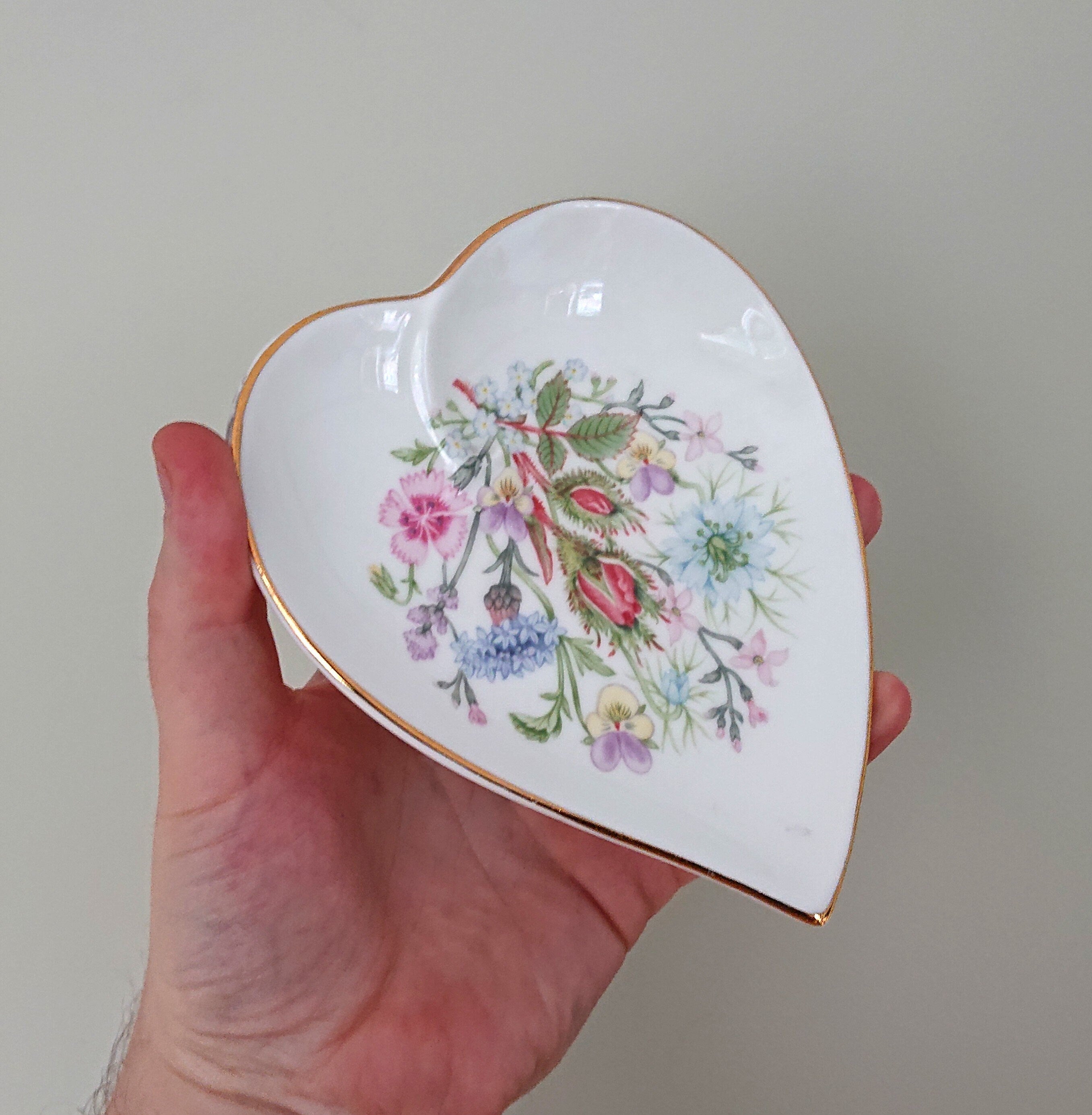 Heart Shaped Dish Wild Tudor Fine Bone China Porcelain Made in England Wild Tudor Pattern Collectable Vintage Dish