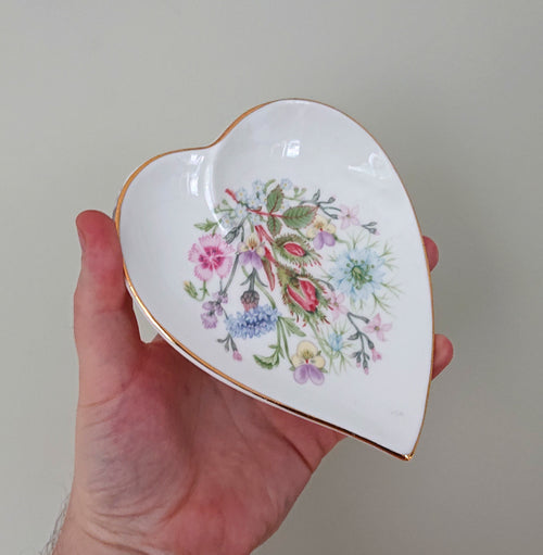 Heart Shaped Dish Wild Tudor Fine Bone China Porcelain Made in England Wild Tudor Pattern Collectable Vintage Dish