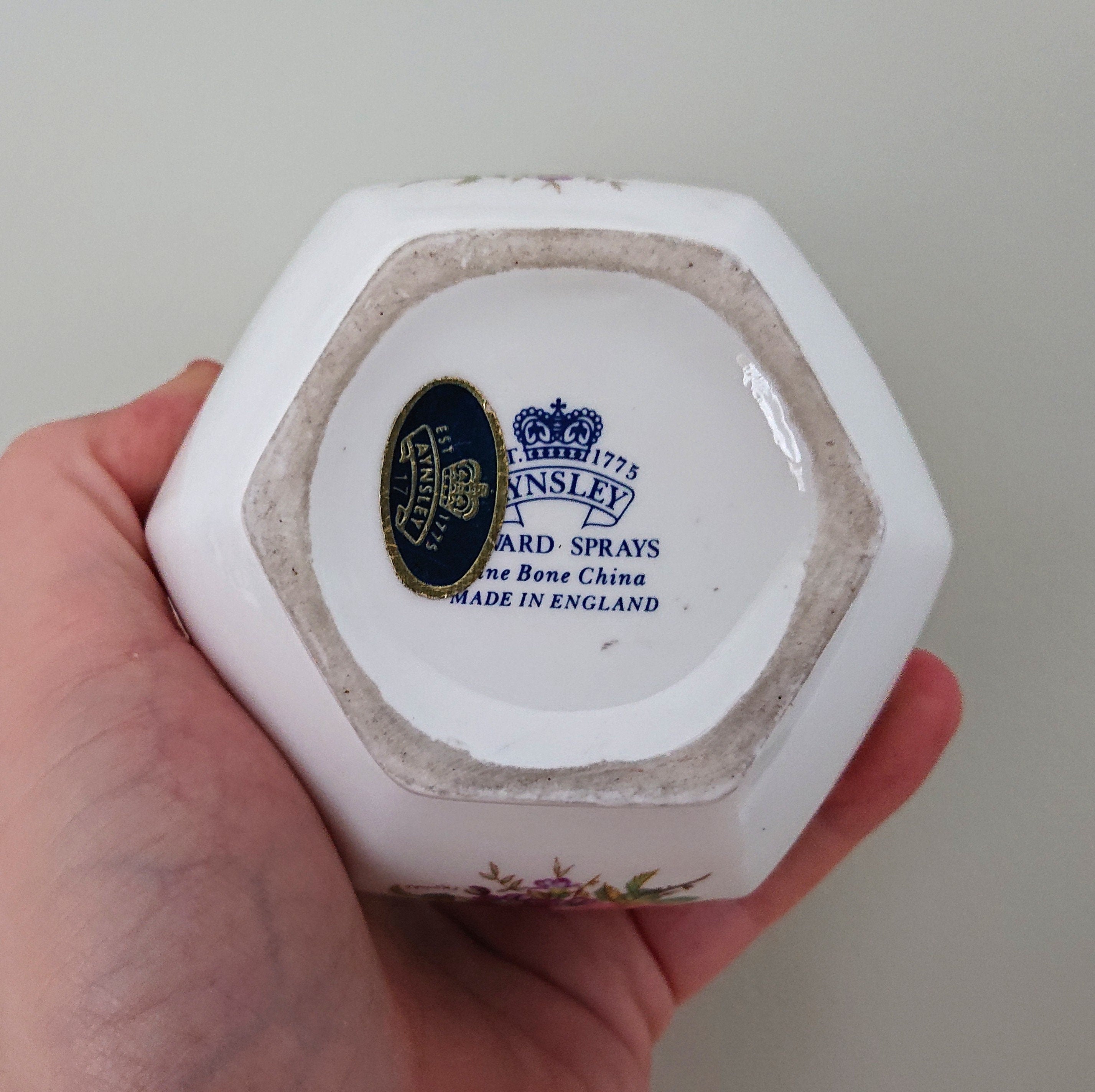 Aynsley Small Spice Jar with Lid Howard Sprays Fine Bone China Porcelain Made in England Howard Sprays Pattern Collectable Vintage