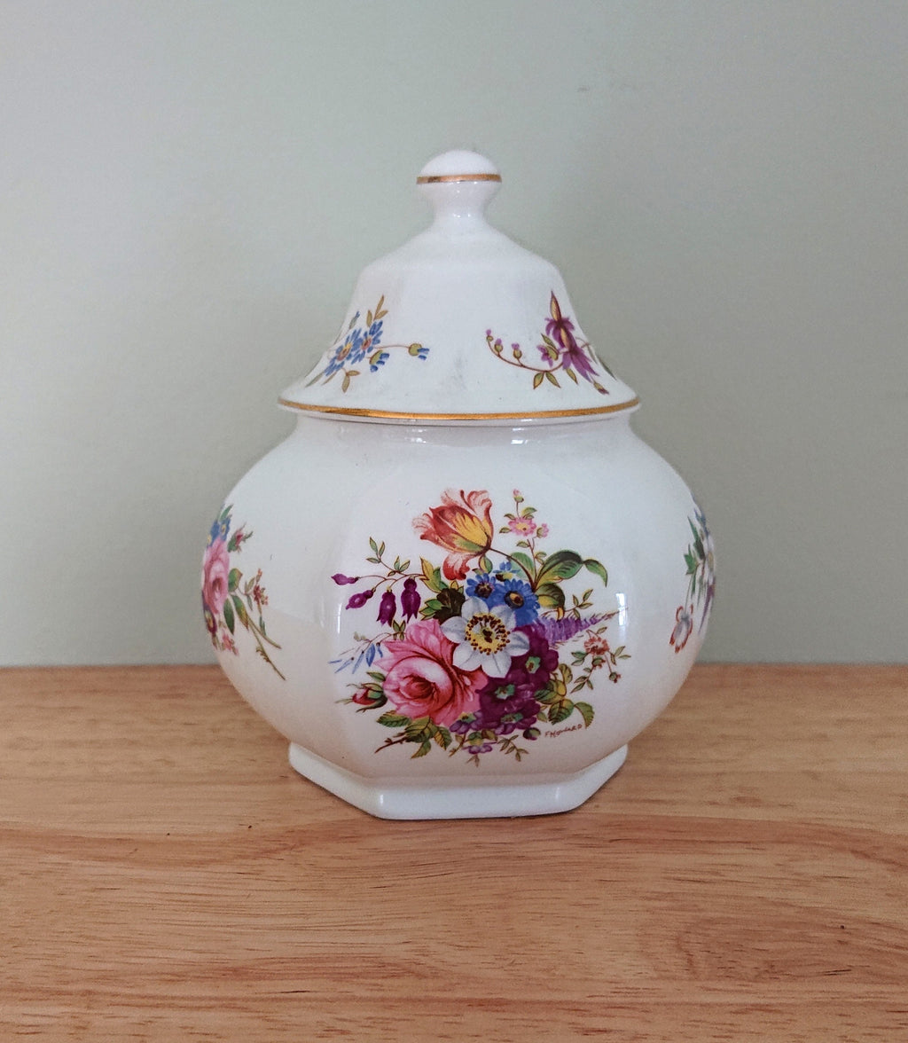 Aynsley Small Spice Jar with Lid Howard Sprays Fine Bone China Porcelain Made in England Howard Sprays Pattern Collectable Vintage